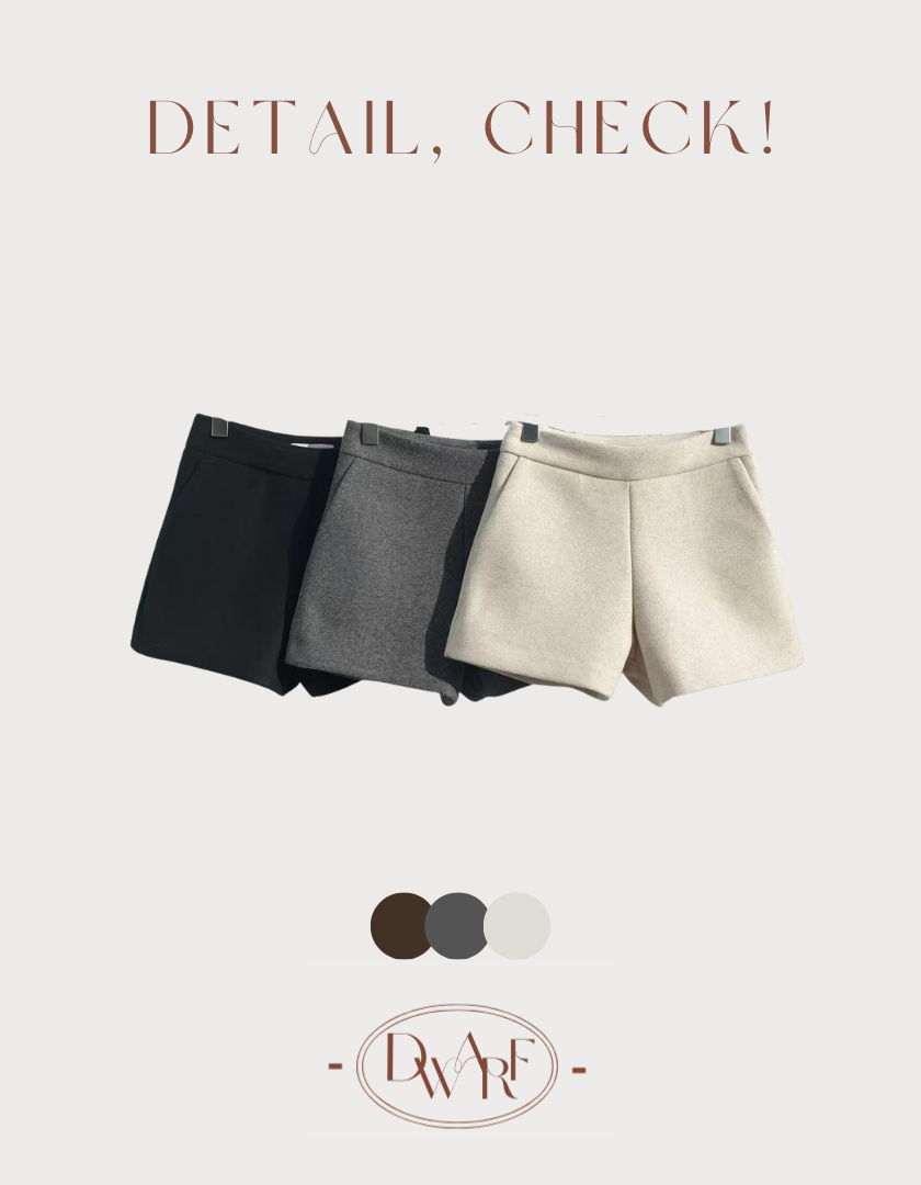 《KR》厚實毛呢俐落短褲