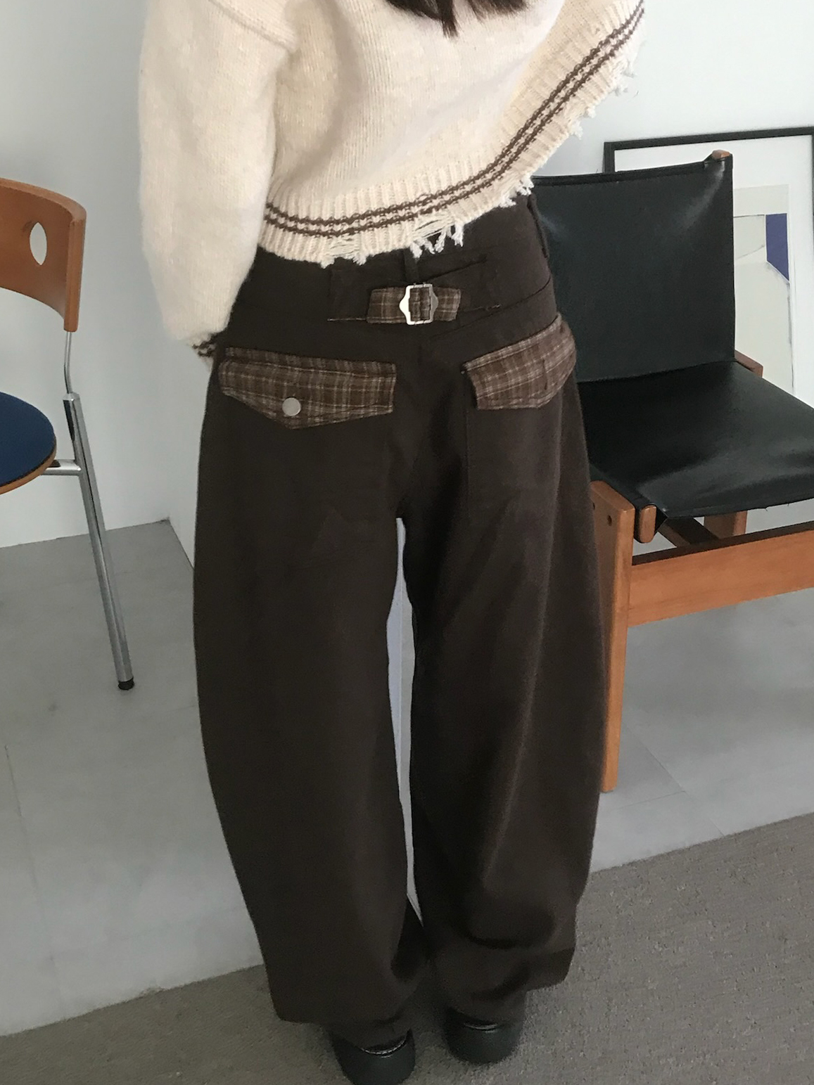 Wide Check Bijo Pants #長褲