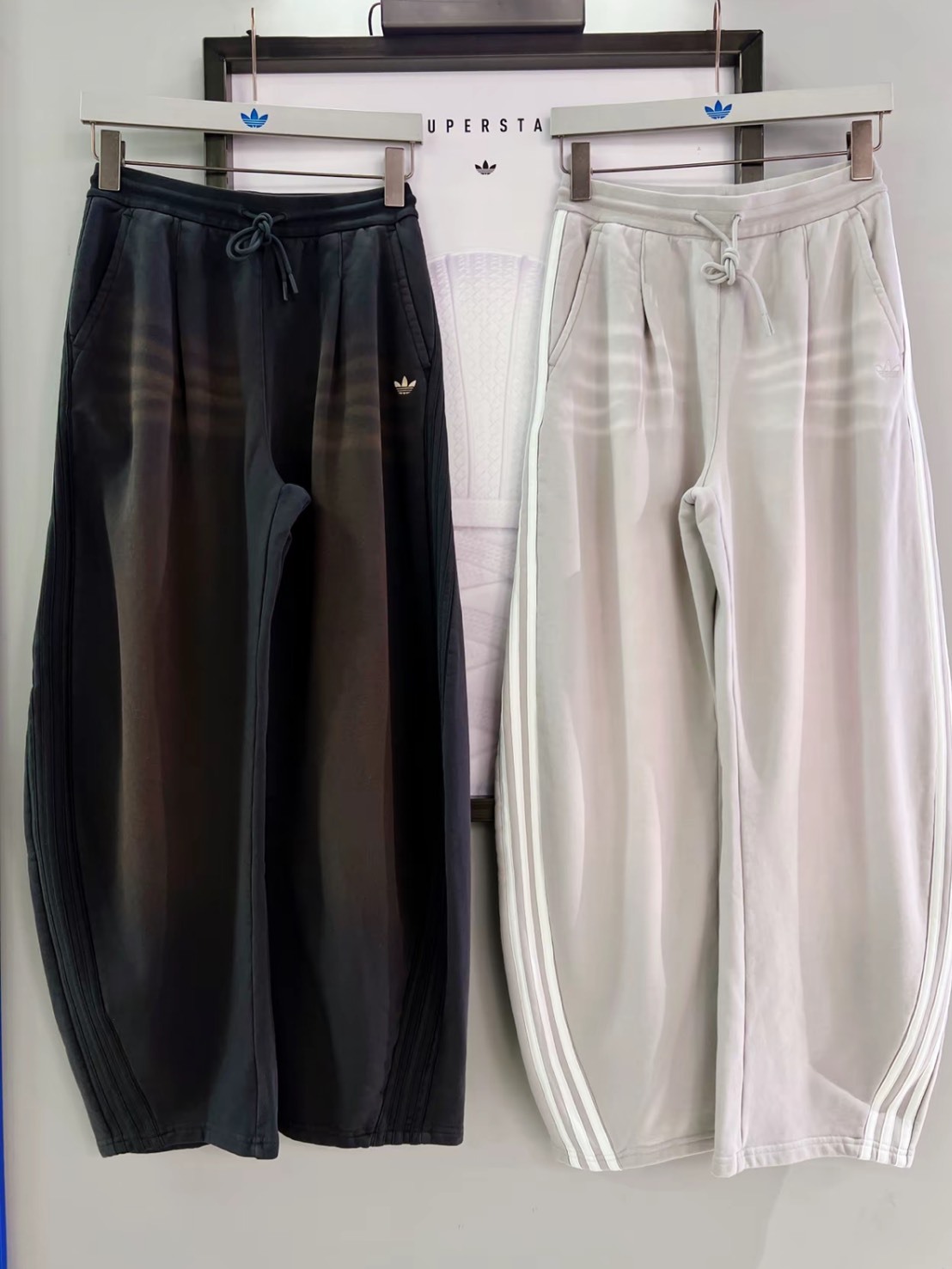 ADIDAS CURVED KNIFE 水洗 純棉 闊腿 彎刀褲