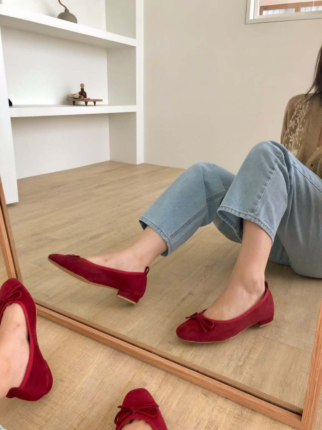 牛皮小方頭蝴蝶結造型瑪莉珍娃娃鞋 / 5色