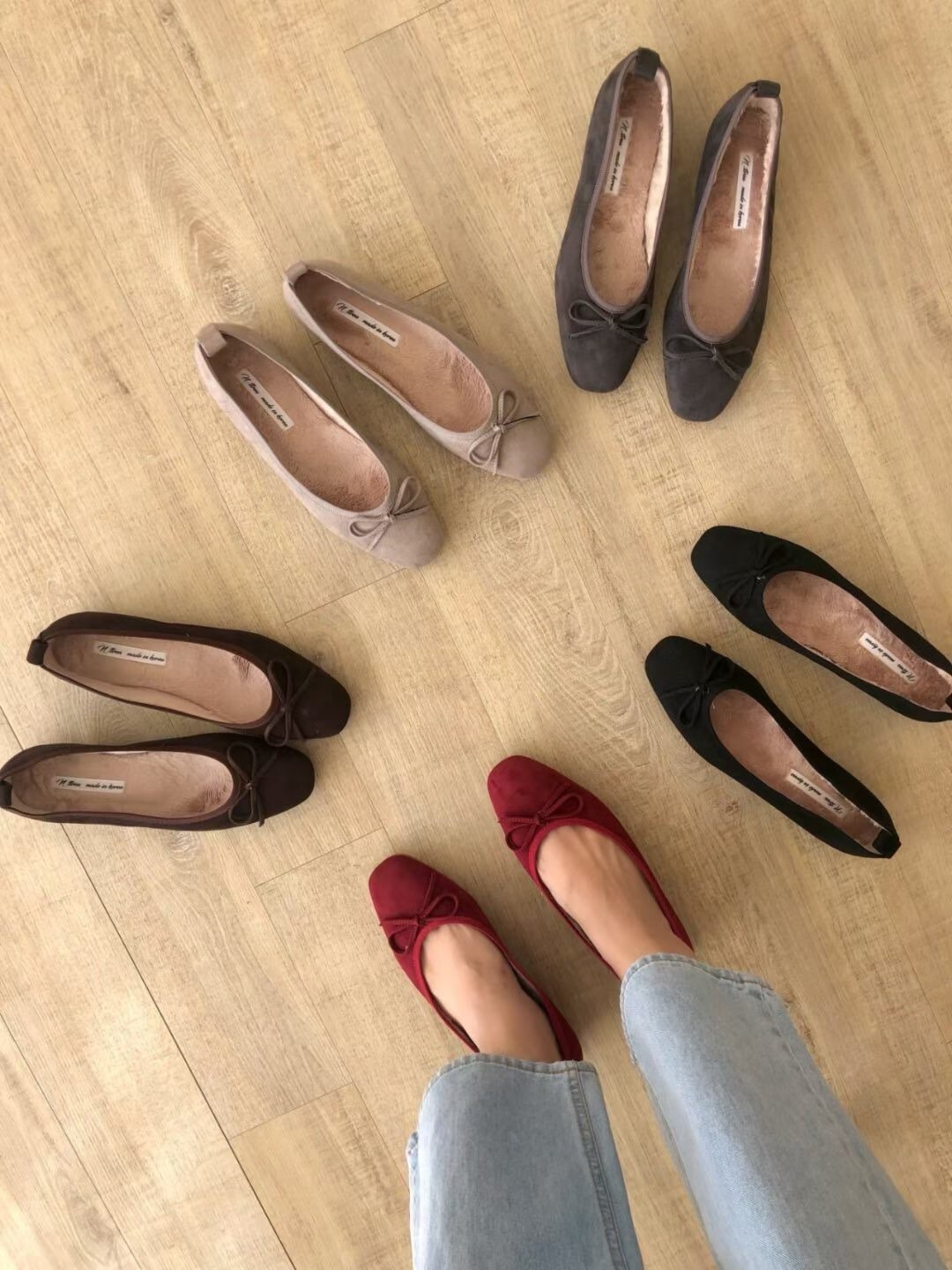 牛皮小方頭蝴蝶結造型瑪莉珍娃娃鞋 / 5色