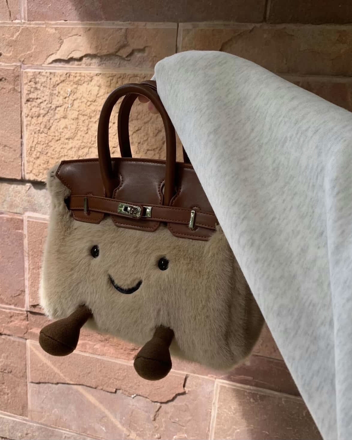 CTANDJIM Birkin 翻玩 JELLYCAT 超可愛 鉑金街頭翻玩包 絨毛手提肩背包 花生款