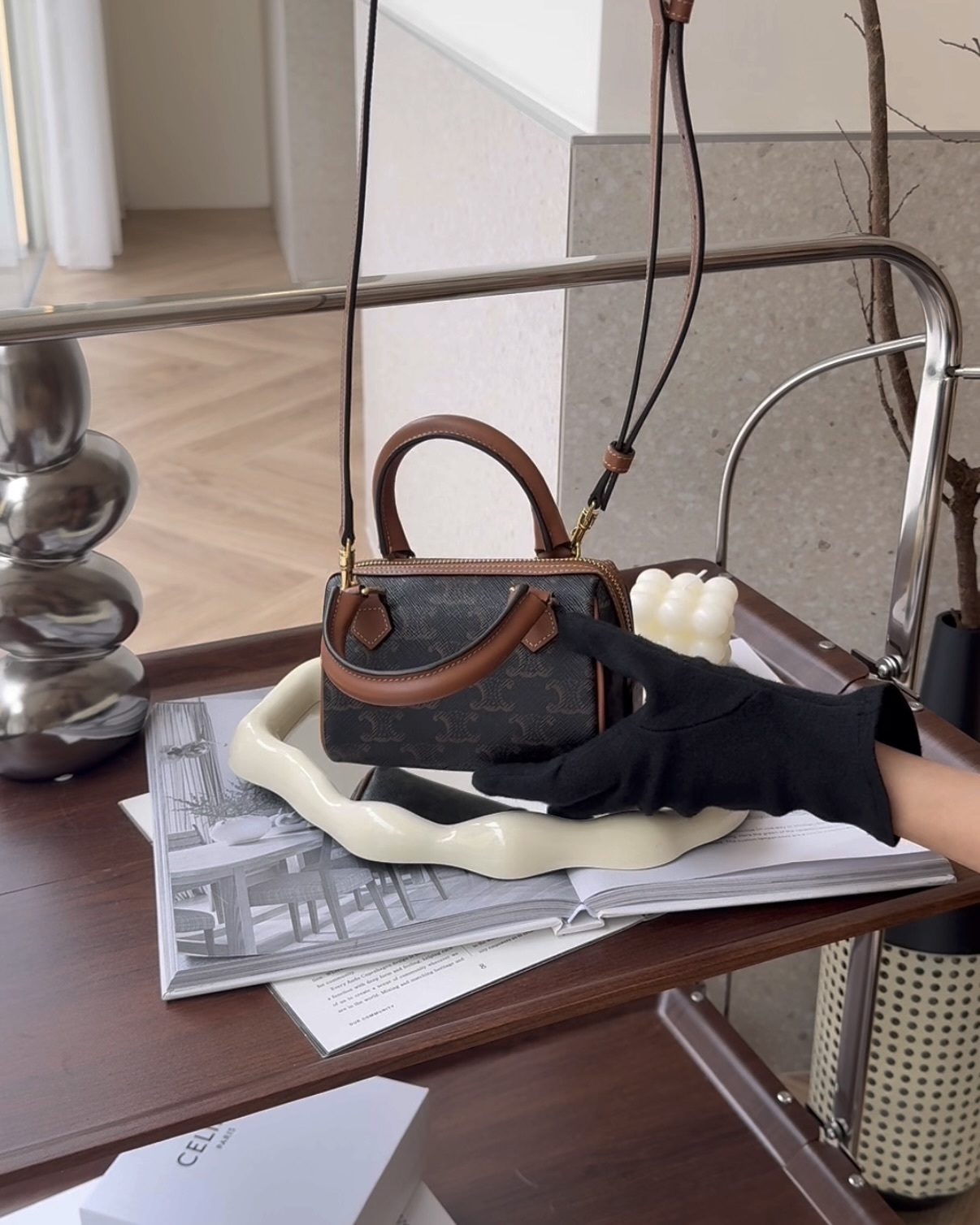 CELINE｜凱旋門迷你波士頓 深老花