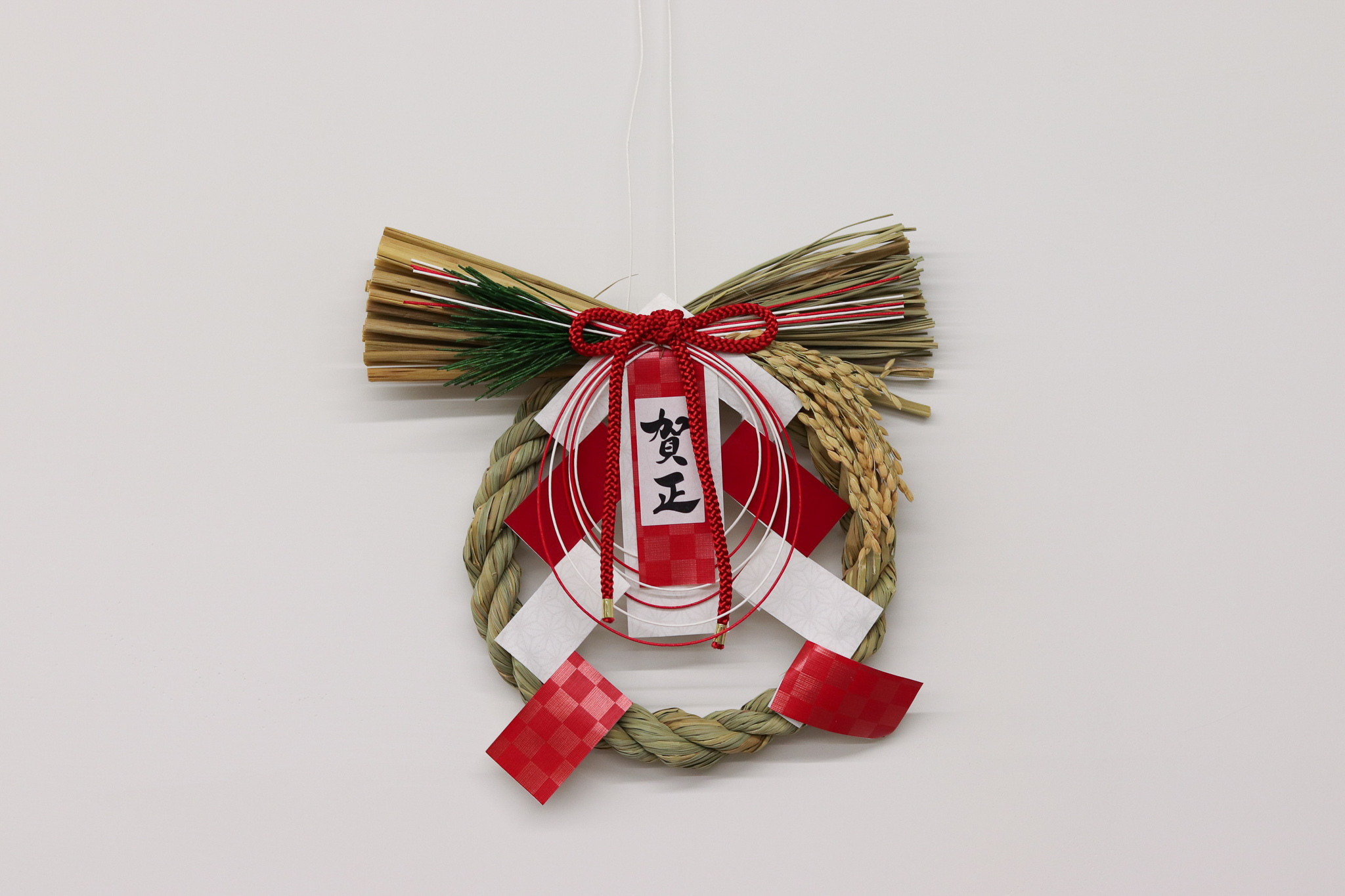 日本 新年注連繩 紅白 賀正 越後魚沼飾