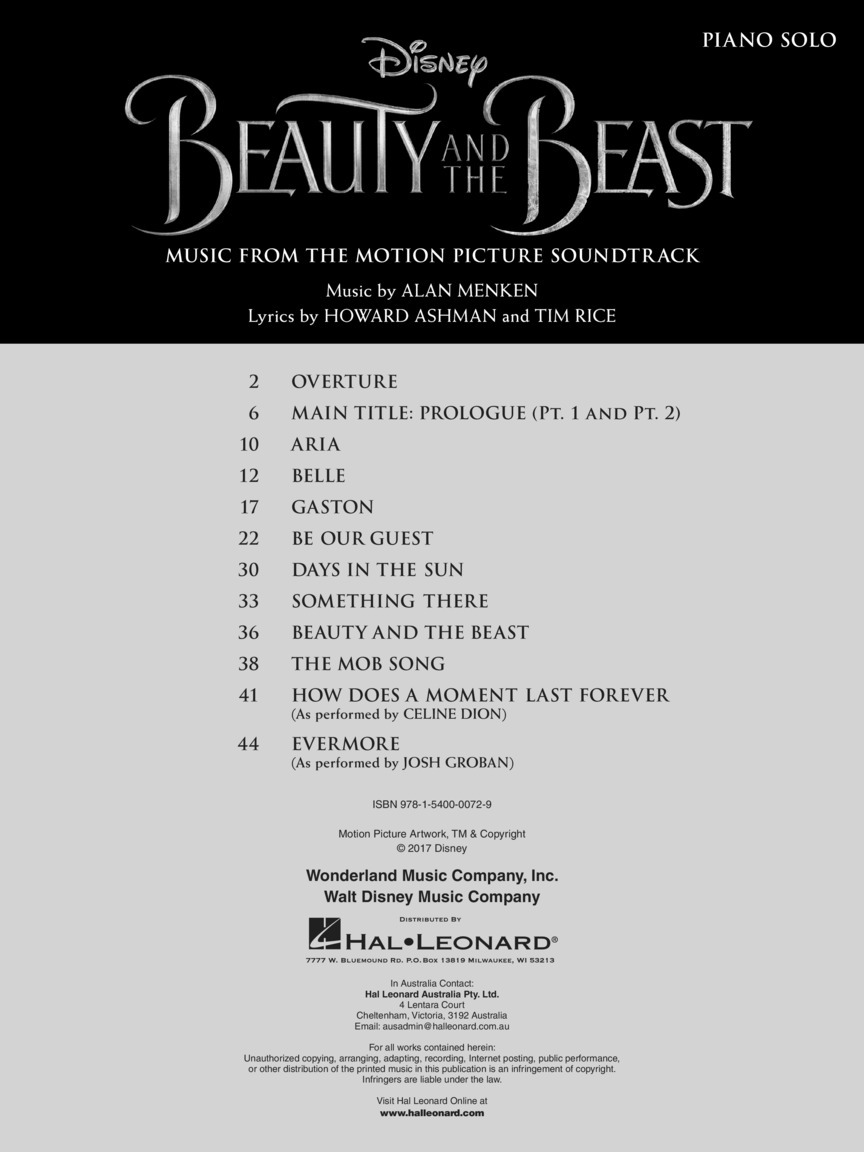 《Beauty and the Beast》鋼琴獨奏曲集