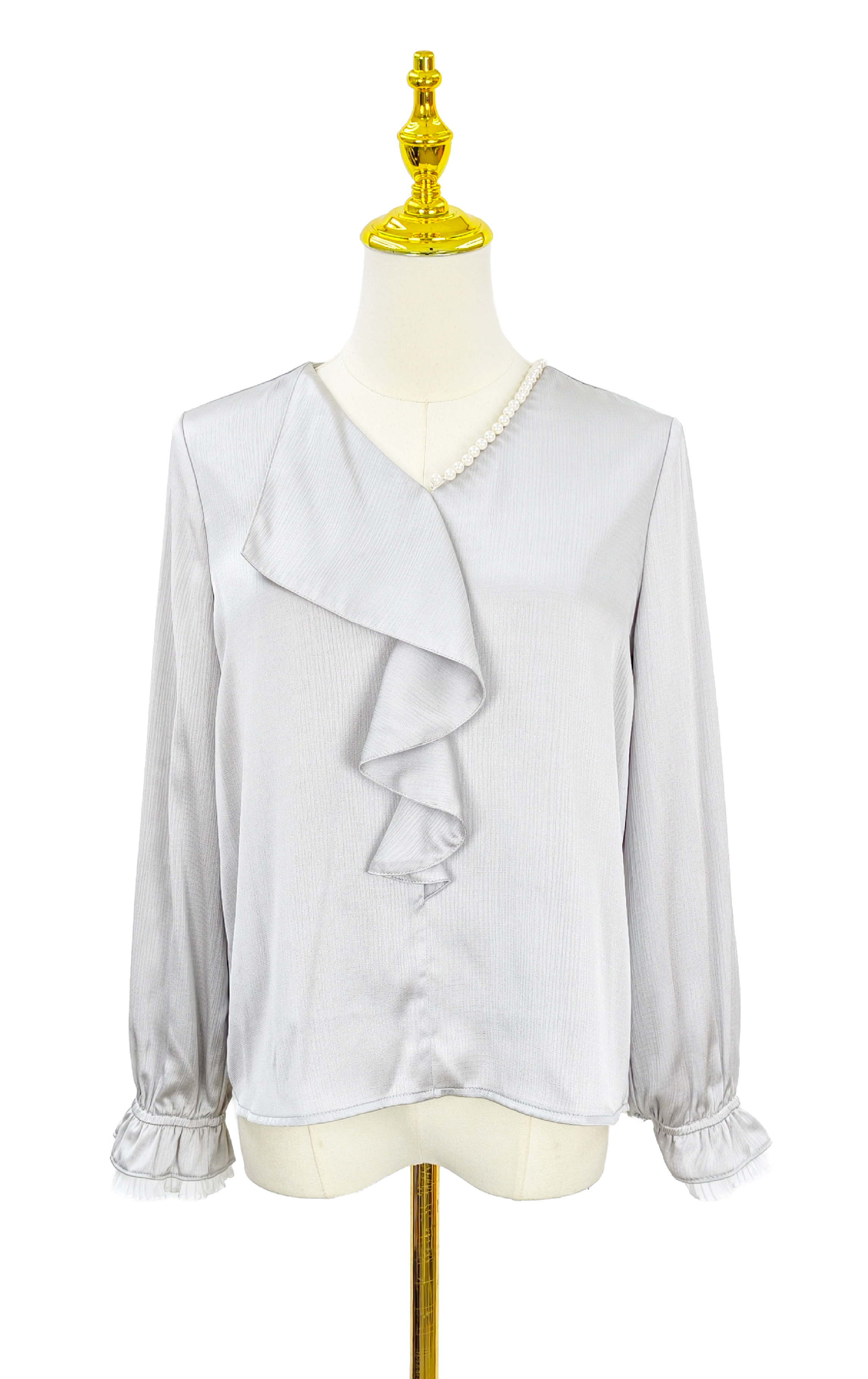 珍珠緞面荷葉邊上衣 SH0288