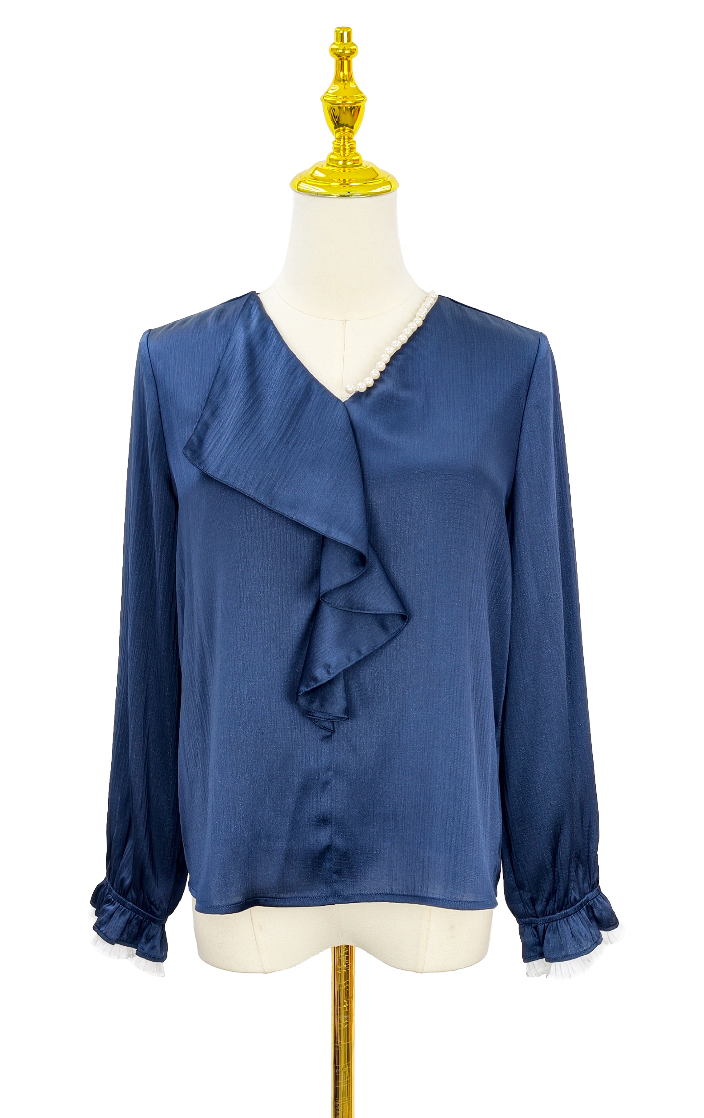 珍珠緞面荷葉邊上衣 SH0288