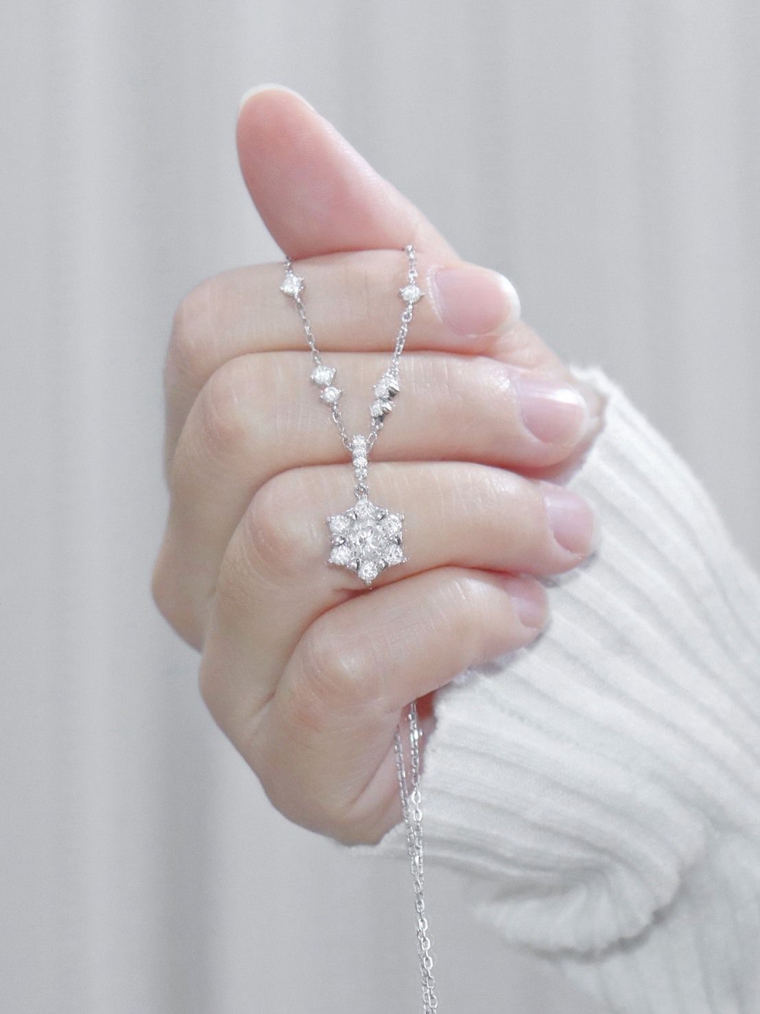 卡蒂羅 KADER 閃鑽 雪花 六芒星 S925銀 項鍊 禮盒組