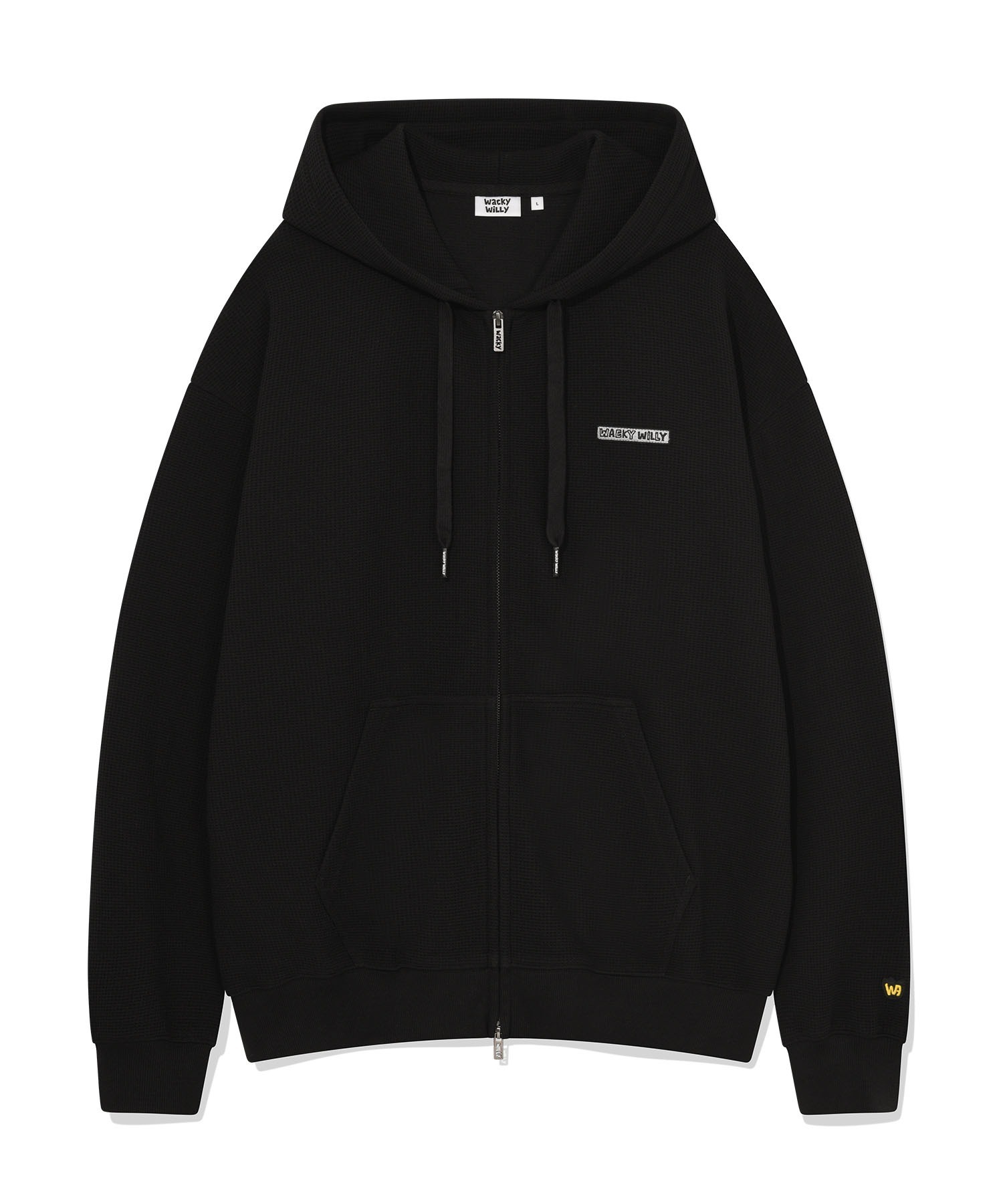 WACKY WILLY Waffle Basic Logo Hoodie Zip-Up