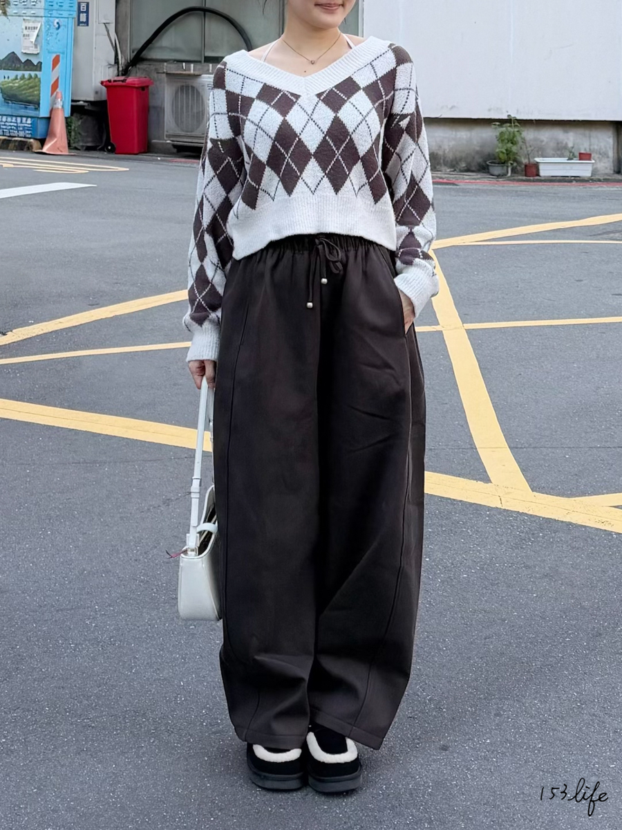 |現貨|⛄️(加絨)硬挺腰鬆緊舒適氣球褲(咖/灰)