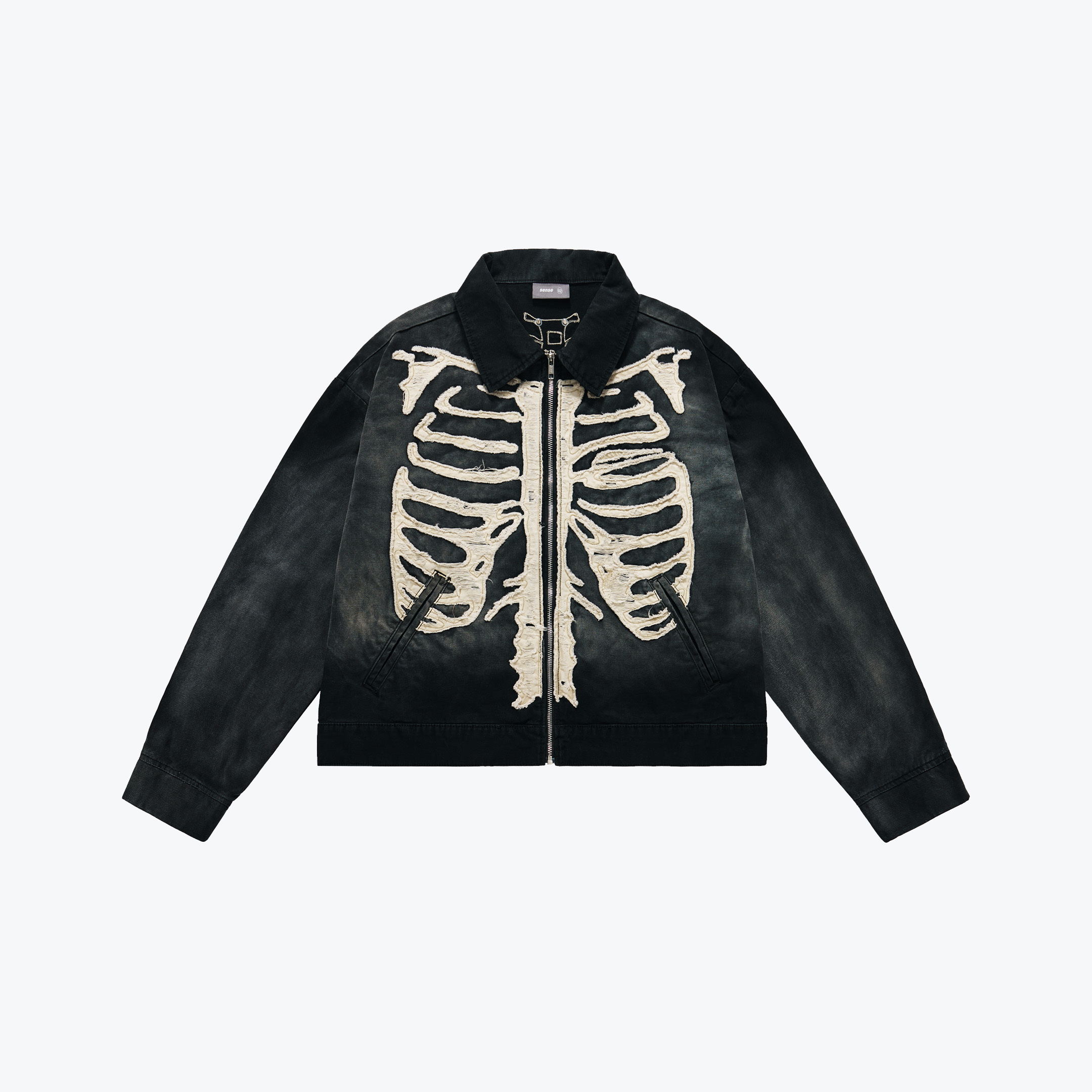 Sense Store M25-48 Bone Patch Sulfur Dye Jacket - Black