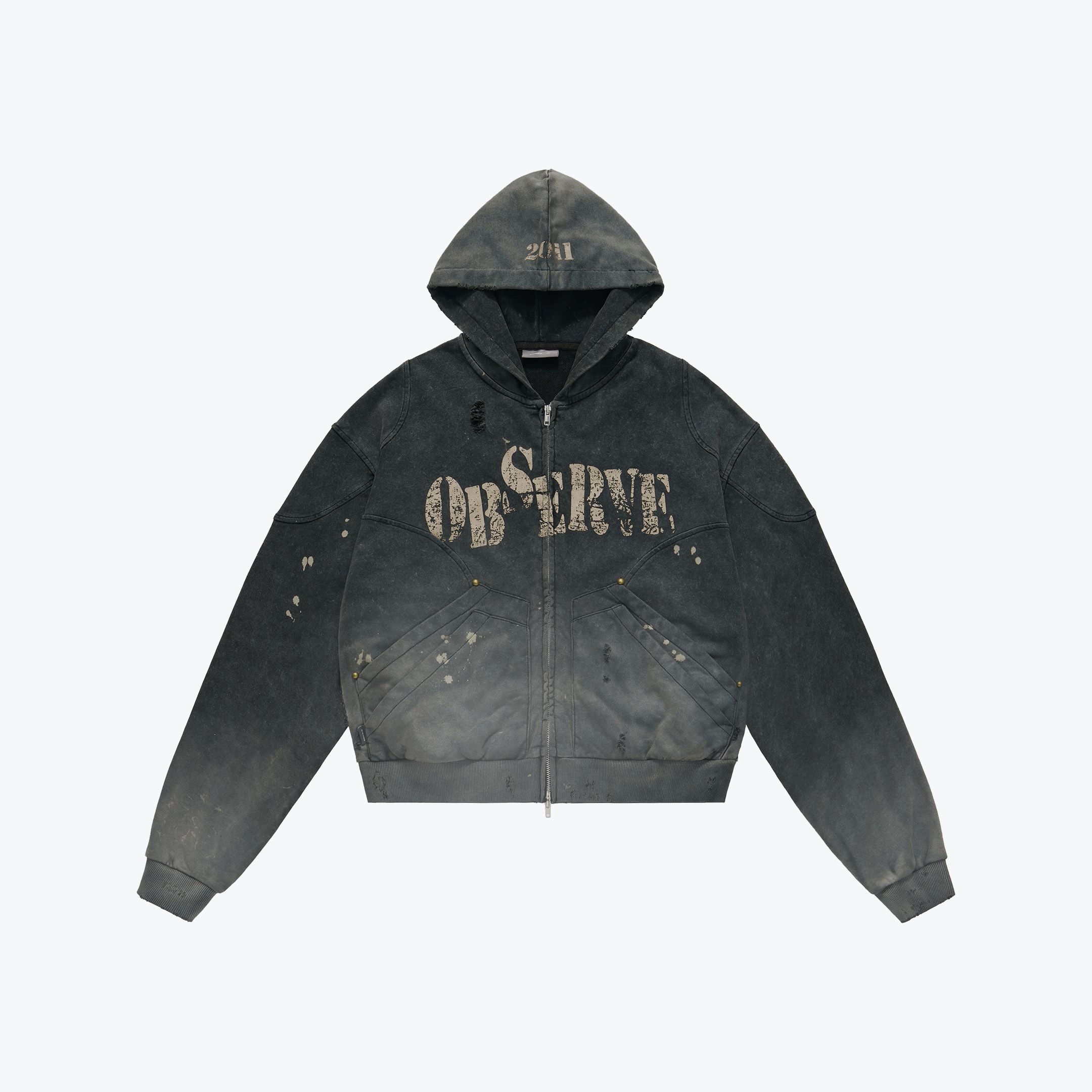 Sense Store M25-52 Sulfur Dye Wash Zip Jacket - Black