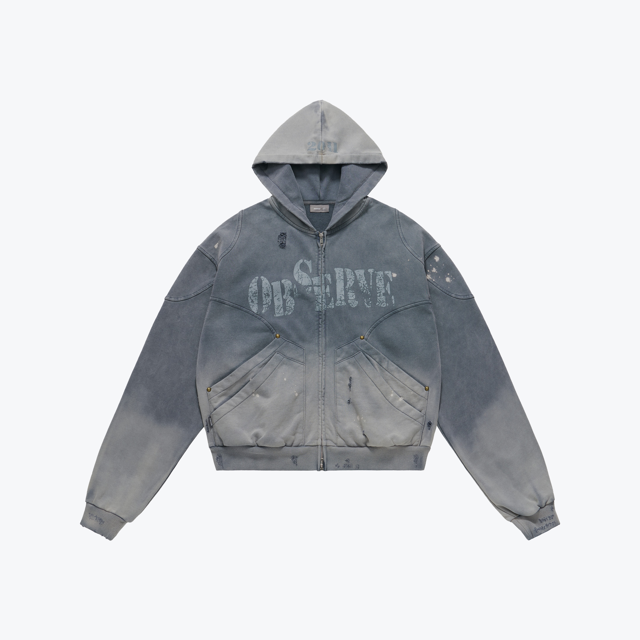 Sense Store M25-52 Sulfur Dye Wash Zip Jacket - Blue