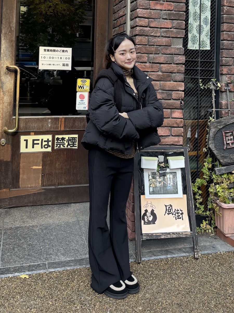 ⛄️(加絨/一般)彈性黑色直腿微喇叭落地長褲(S-XL)