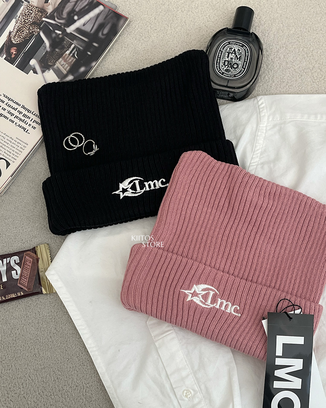 【現貨】韓國 LMC Square Beanie 星星 Logo 刺繡 毛帽 貓耳帽