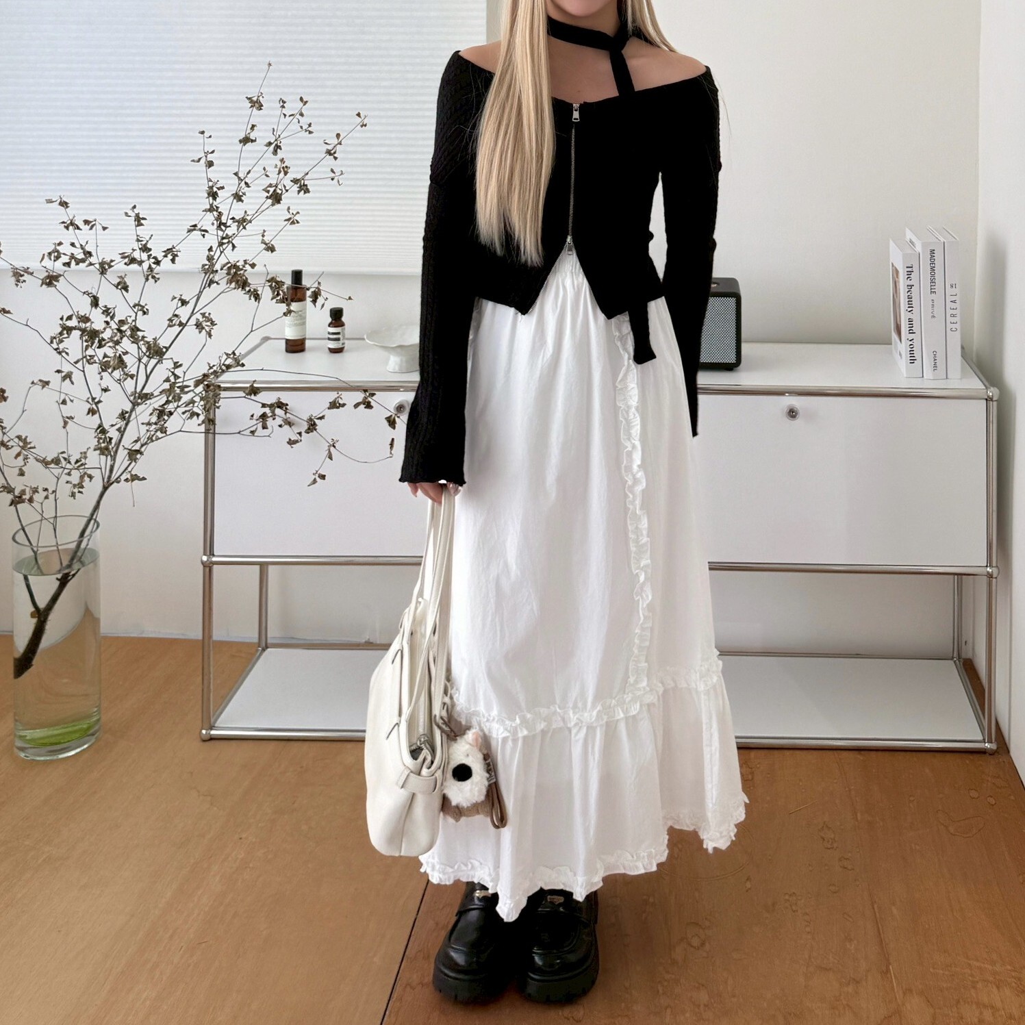 徐徐微風 鬆緊腰花邊長裙