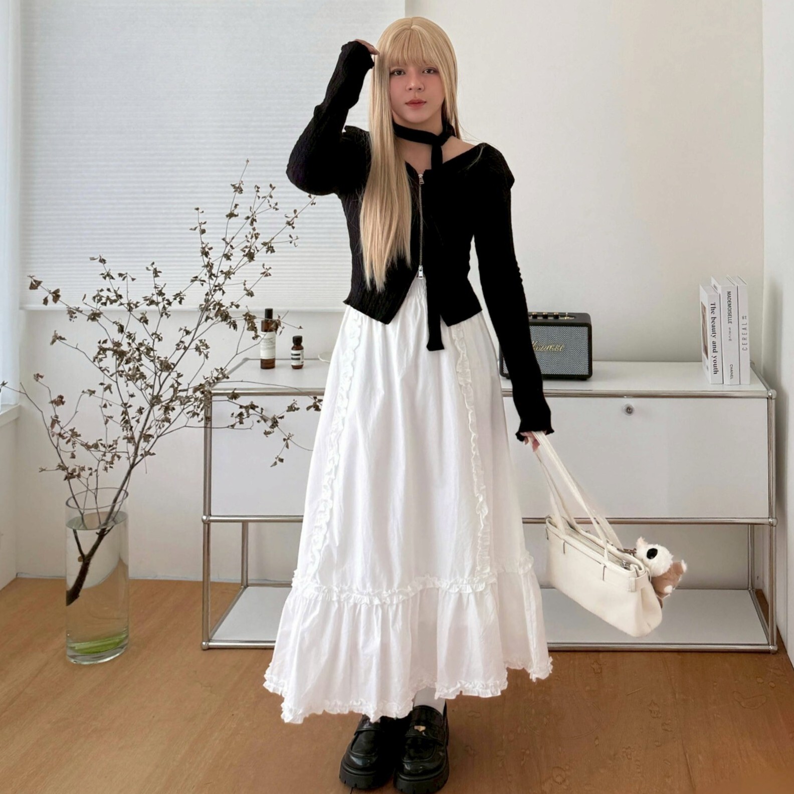 徐徐微風 鬆緊腰花邊長裙