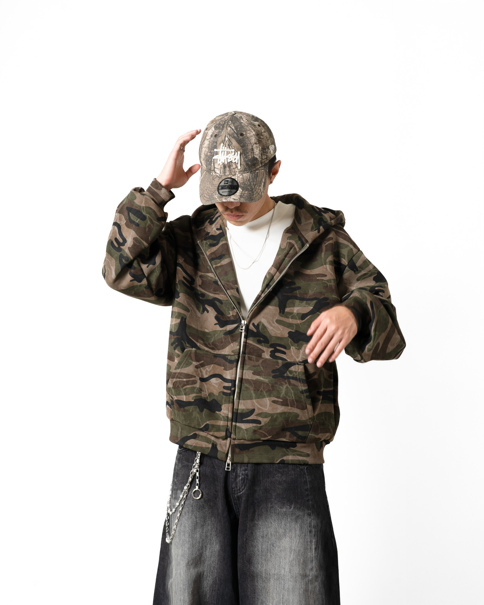 OurPick Camo Zip Hoodie 寬短迷彩連帽外套