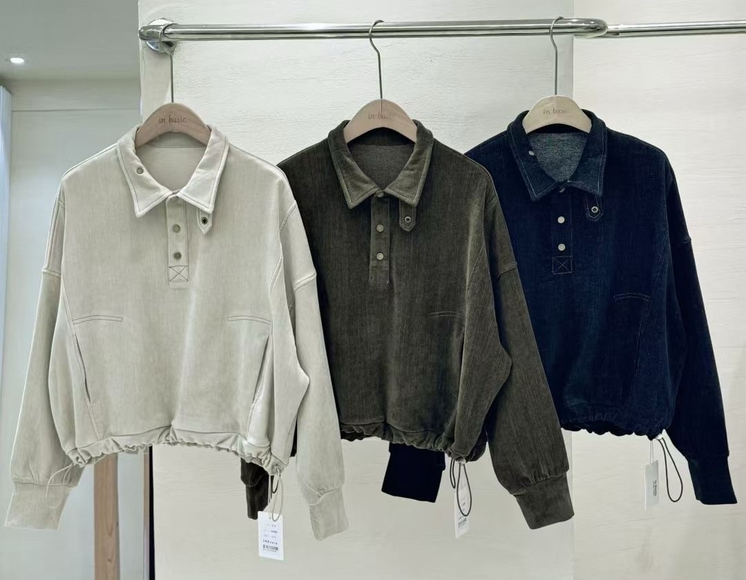 2529 Polo領下擺抽繩上衣