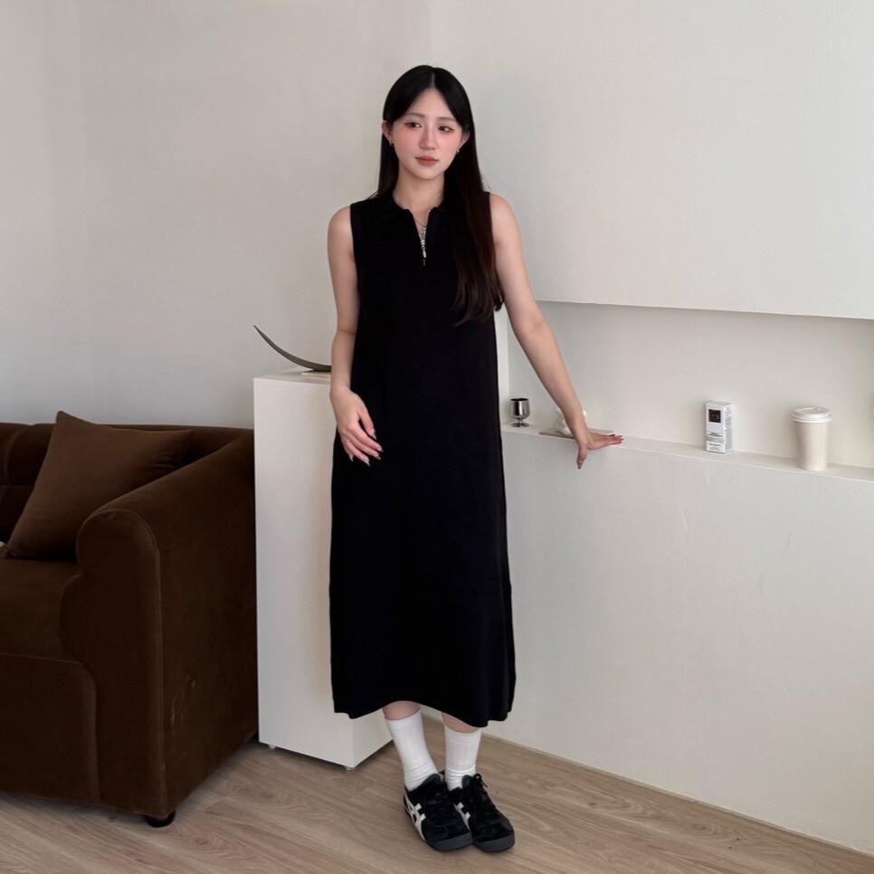 漫漫日常 半拉鍊polo領針織長洋ops