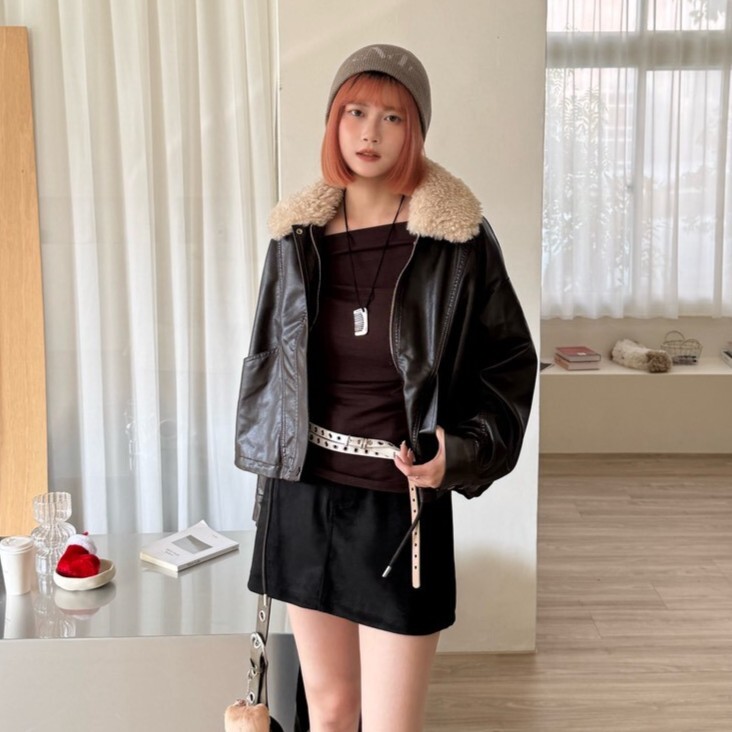 率性日誌 內刷毛!毛毛領皮外套(領可拆)