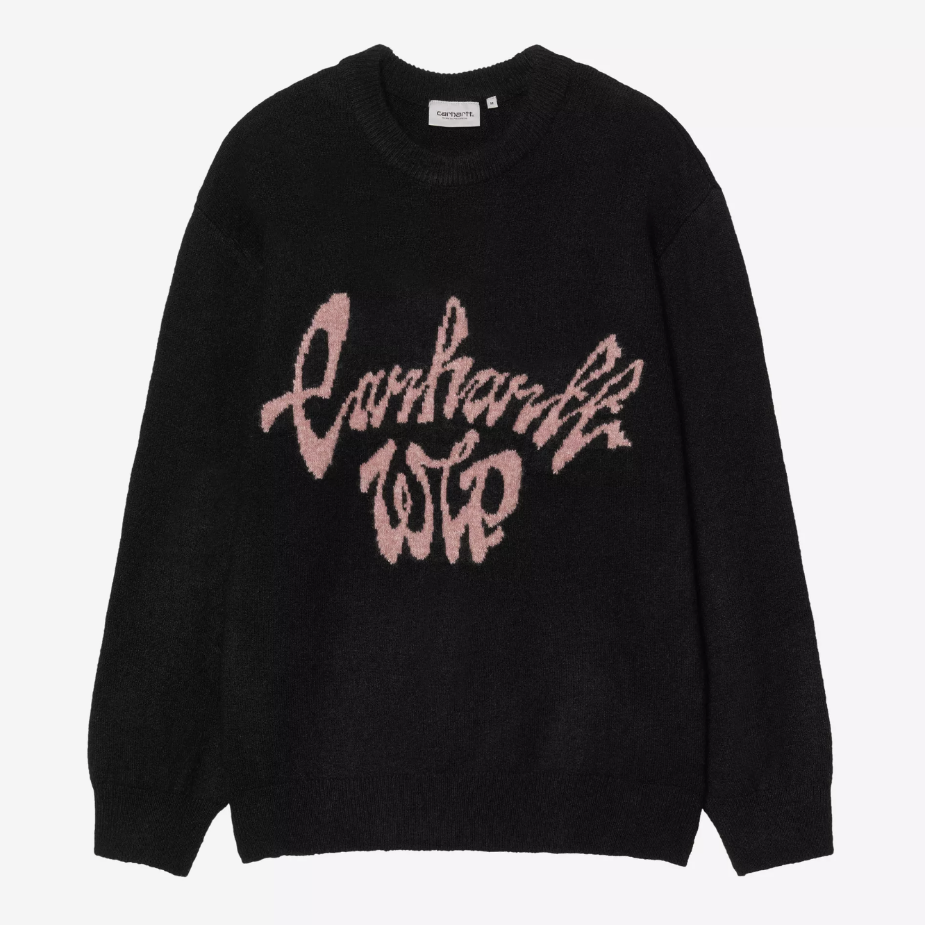 -(E5a01/E5a02)-CARHARTT WIP CHEDDA SWEATER 草寫字體 毛衣 黑色/綠色-I035593