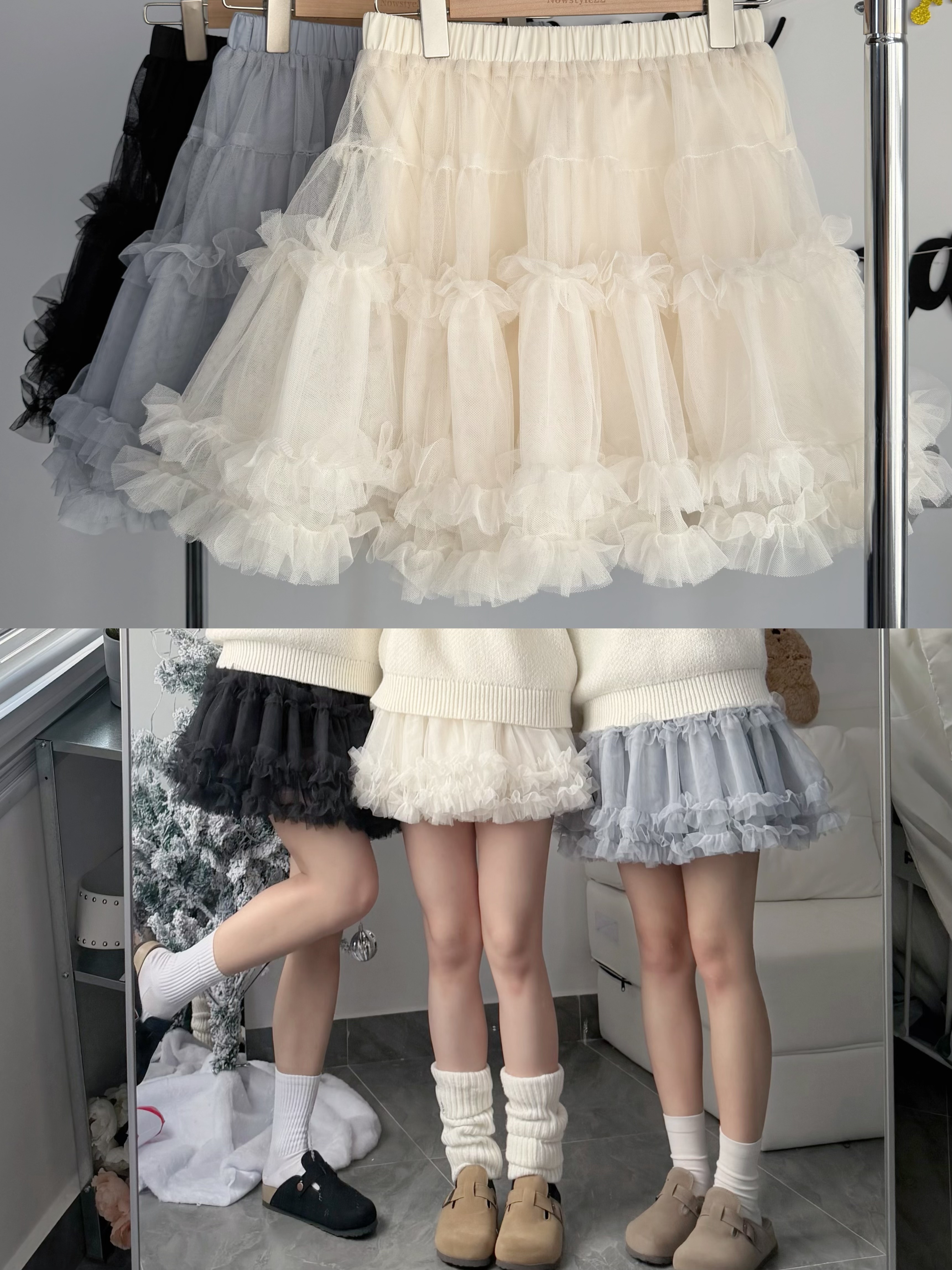今期推薦♡ 玻璃感蓬鬆Ruffles dress 三色入