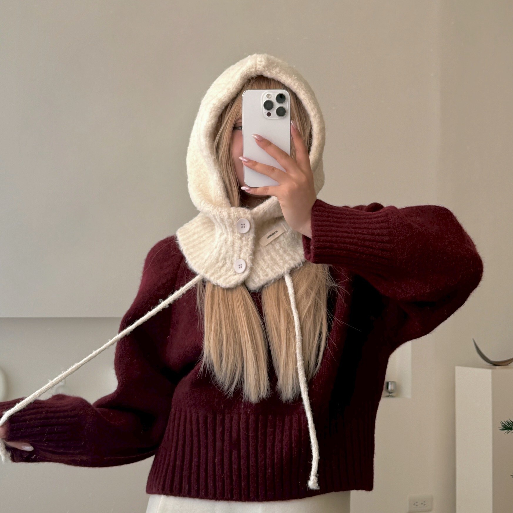 小村雪帽☃️混織感巴拉克拉法帽