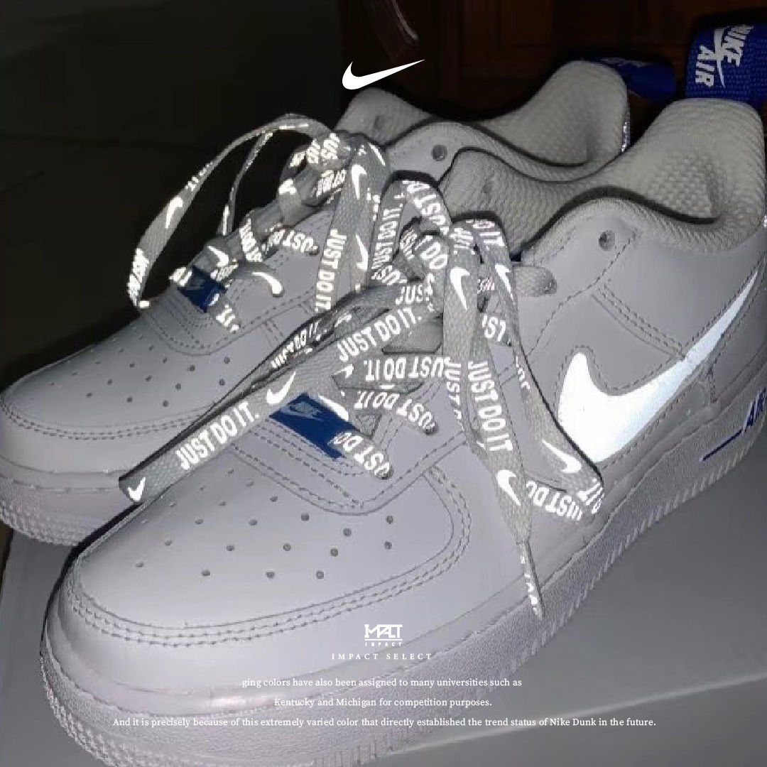 Nike Air Force 1 海外限定 白底 藍色 3M 反光材質 DD3227-100
