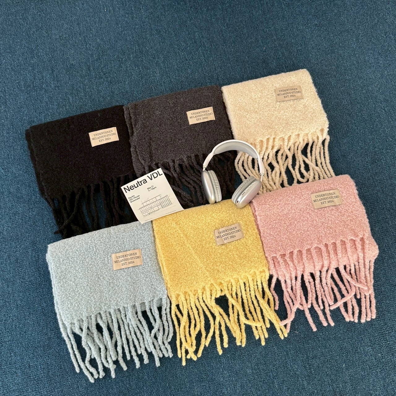 雪融馬卡龍🍭厚針織顆粒感大圍巾