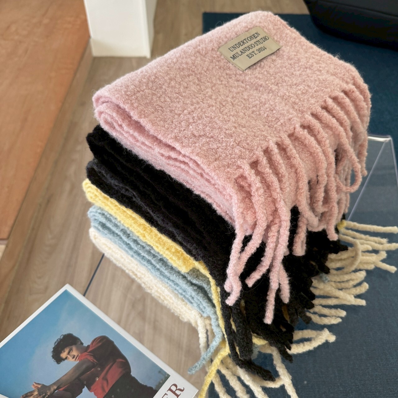 雪融馬卡龍🍭厚針織顆粒感大圍巾