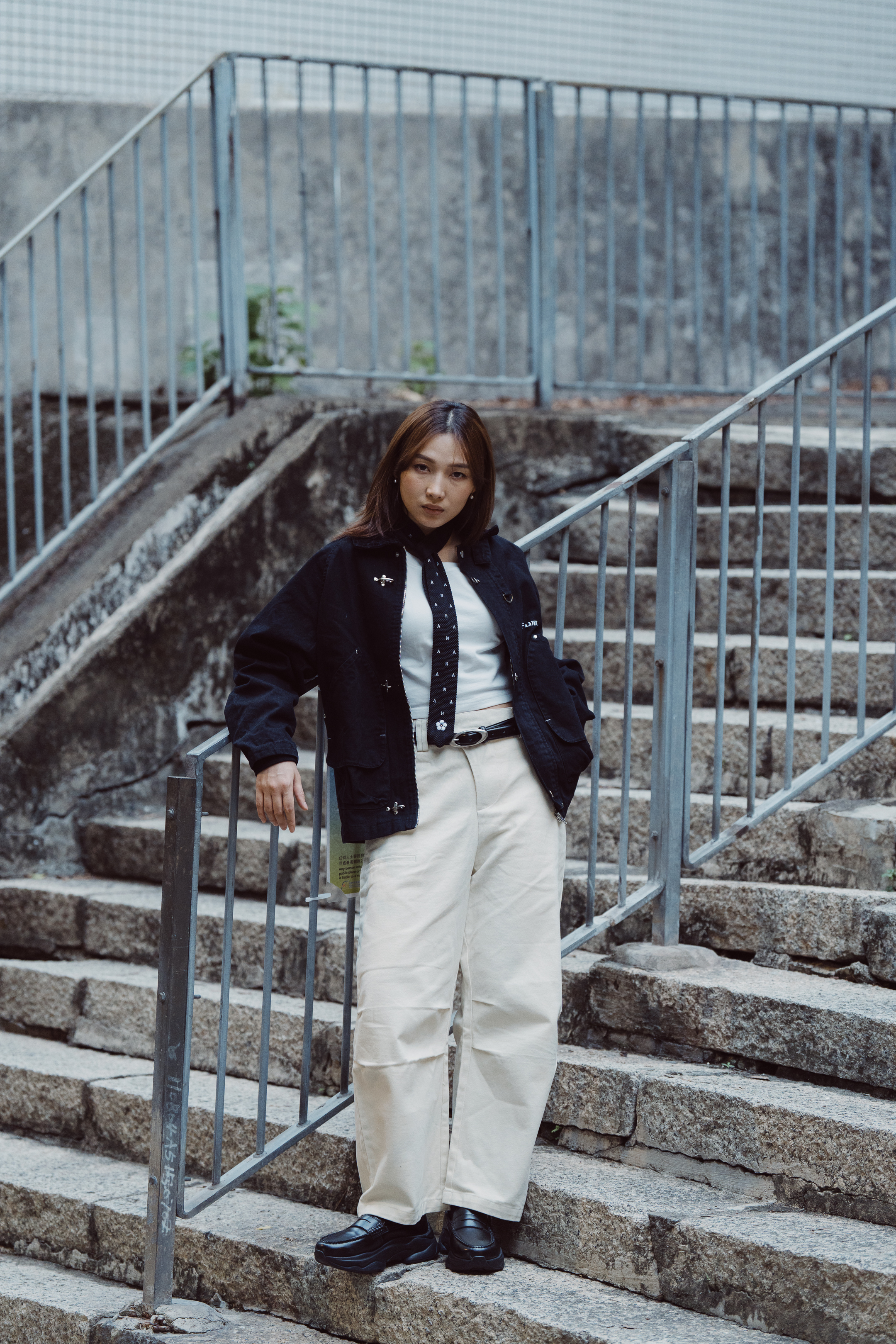 Fumble 珠帆反絨領口法式工裝