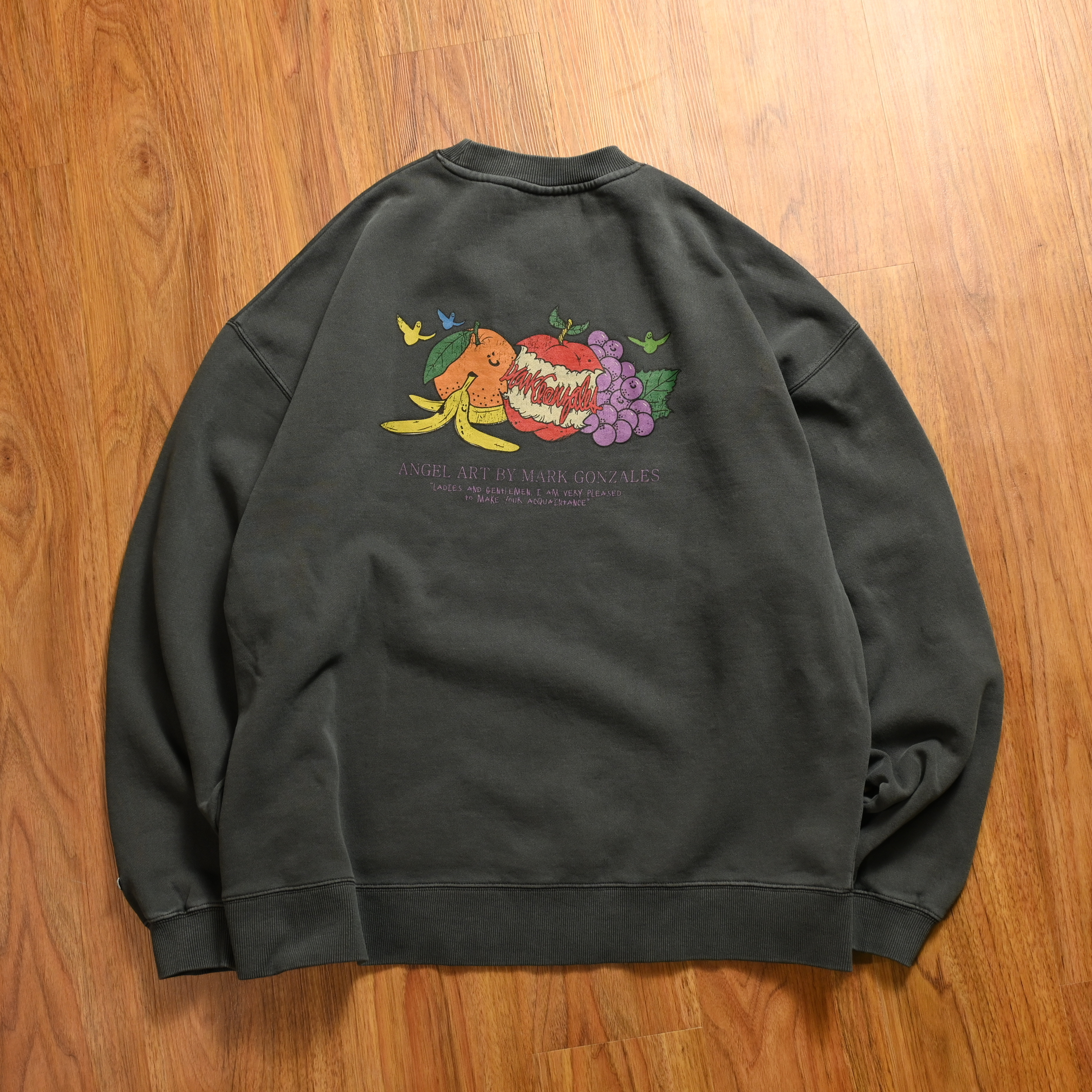 (What it isNt) ART BY MARK GONZALES Pigment Dyed Fruit Graphic Big Sweater