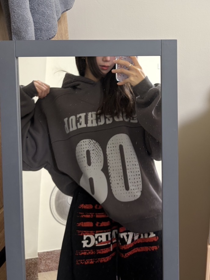 數字印花刷絨帽踢 深灰/寶寶藍