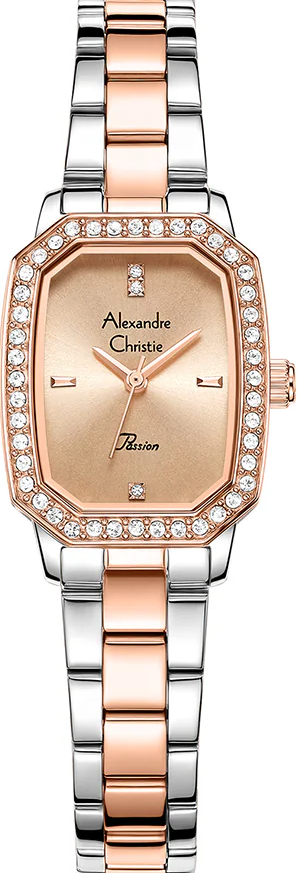 萬年鐘錶 - Alexandre Christie   玫瑰金框方形優雅女錶 2B84LHBTRLN 錶徑22MM  (AC 錶)