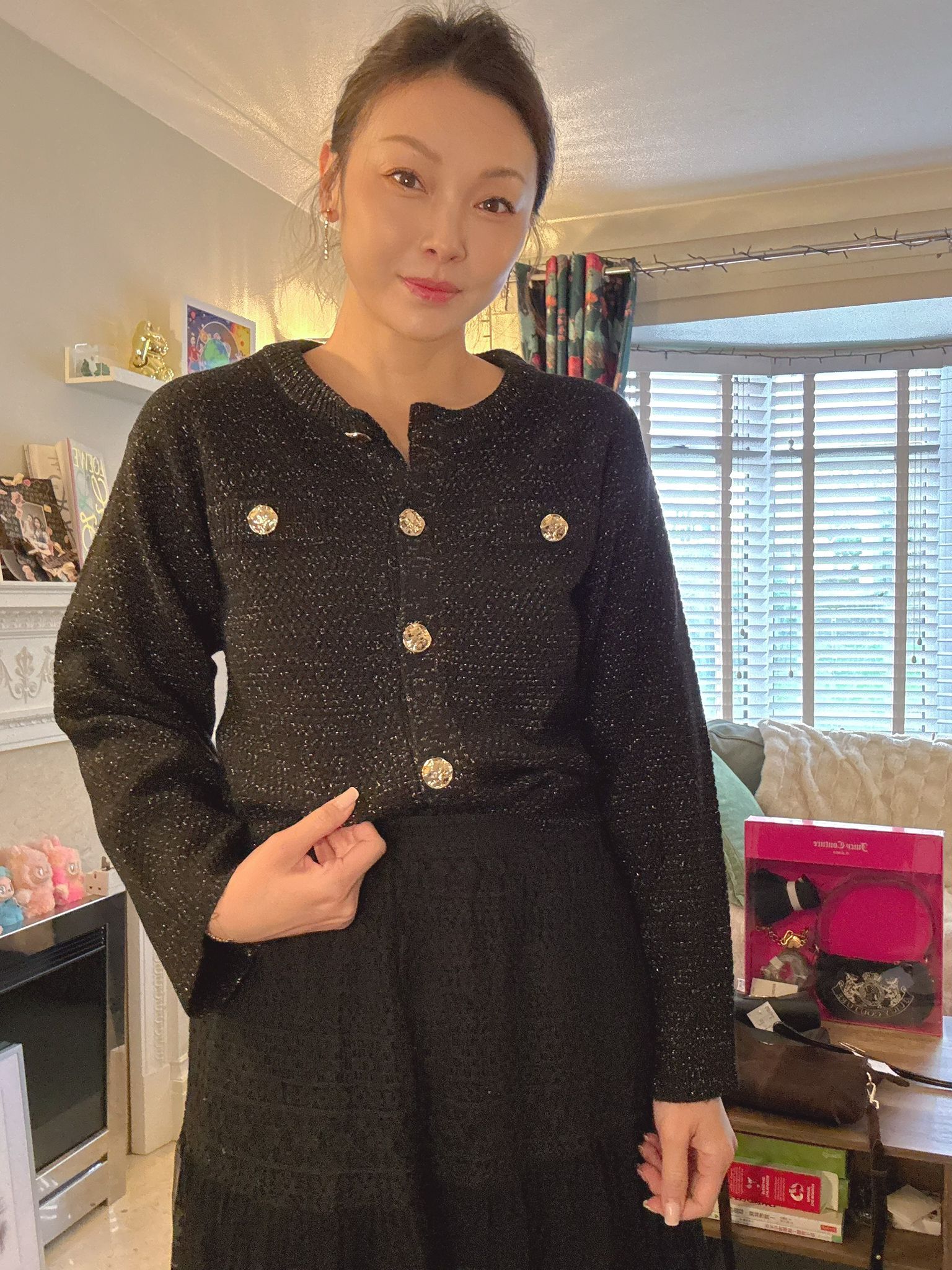 英國代購 (獨立訂單)-法國品牌AMARA REYA Black Glitter Golightly Cardigan🎄🎄香港現貨🎄🎄