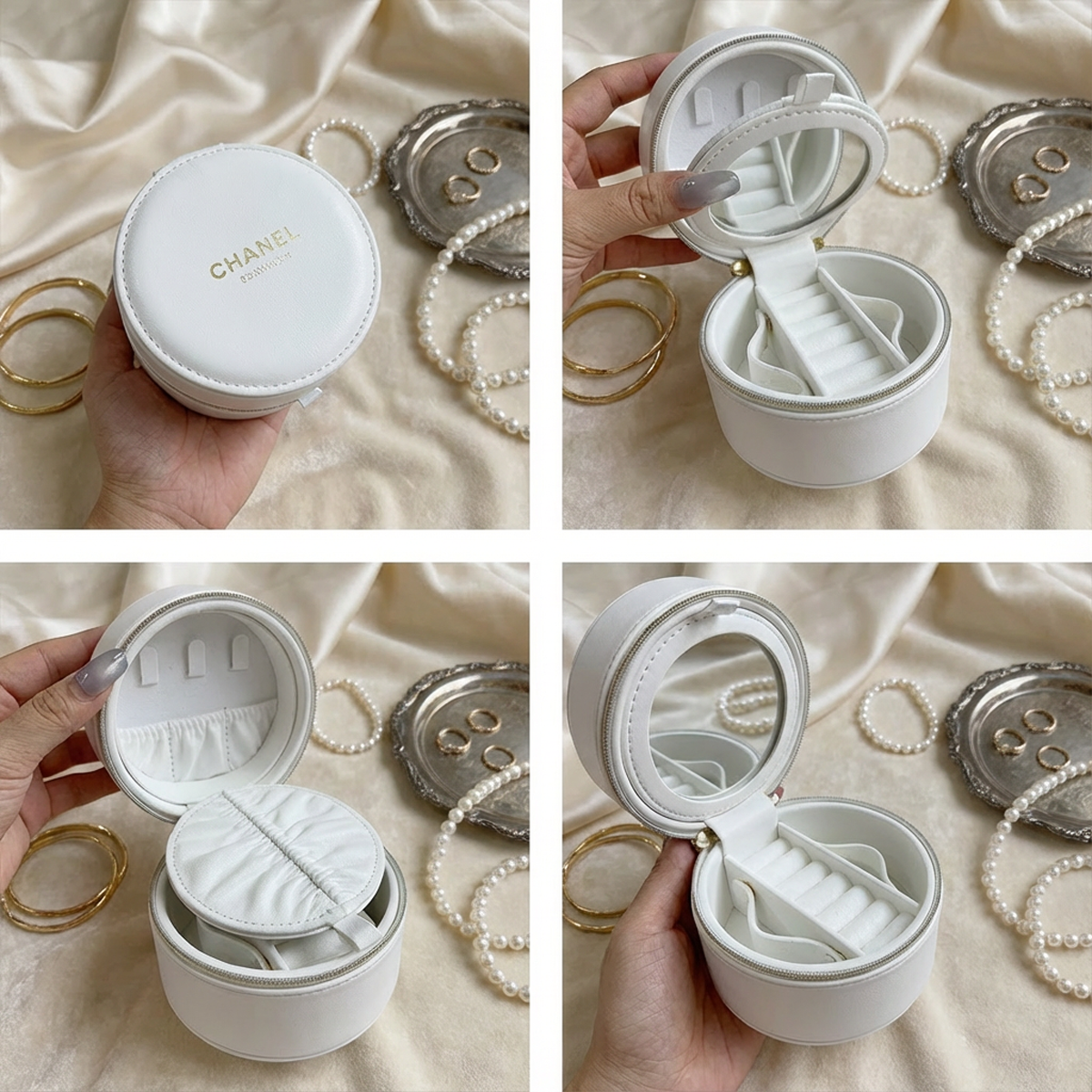 Chanel Beauty雙層白皮首飾盒