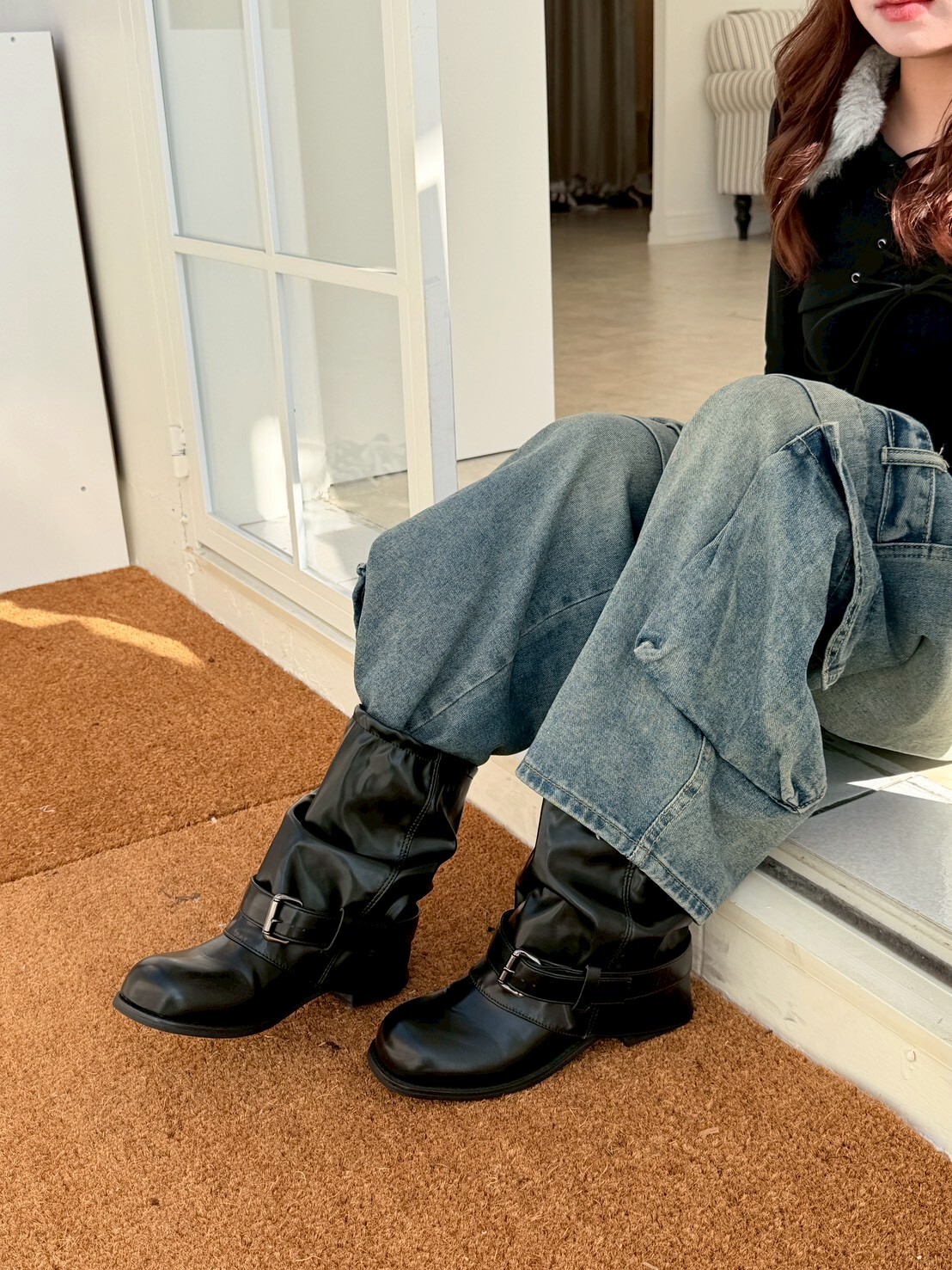 層次穿搭感 西部牛仔皮帶短靴2colors