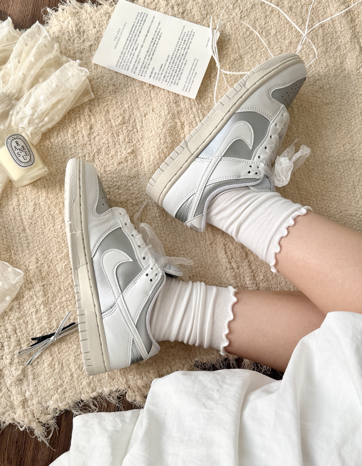 Nike Dunk Low 月光銀 白銀 緞帶 女款 IB7311-001/預購