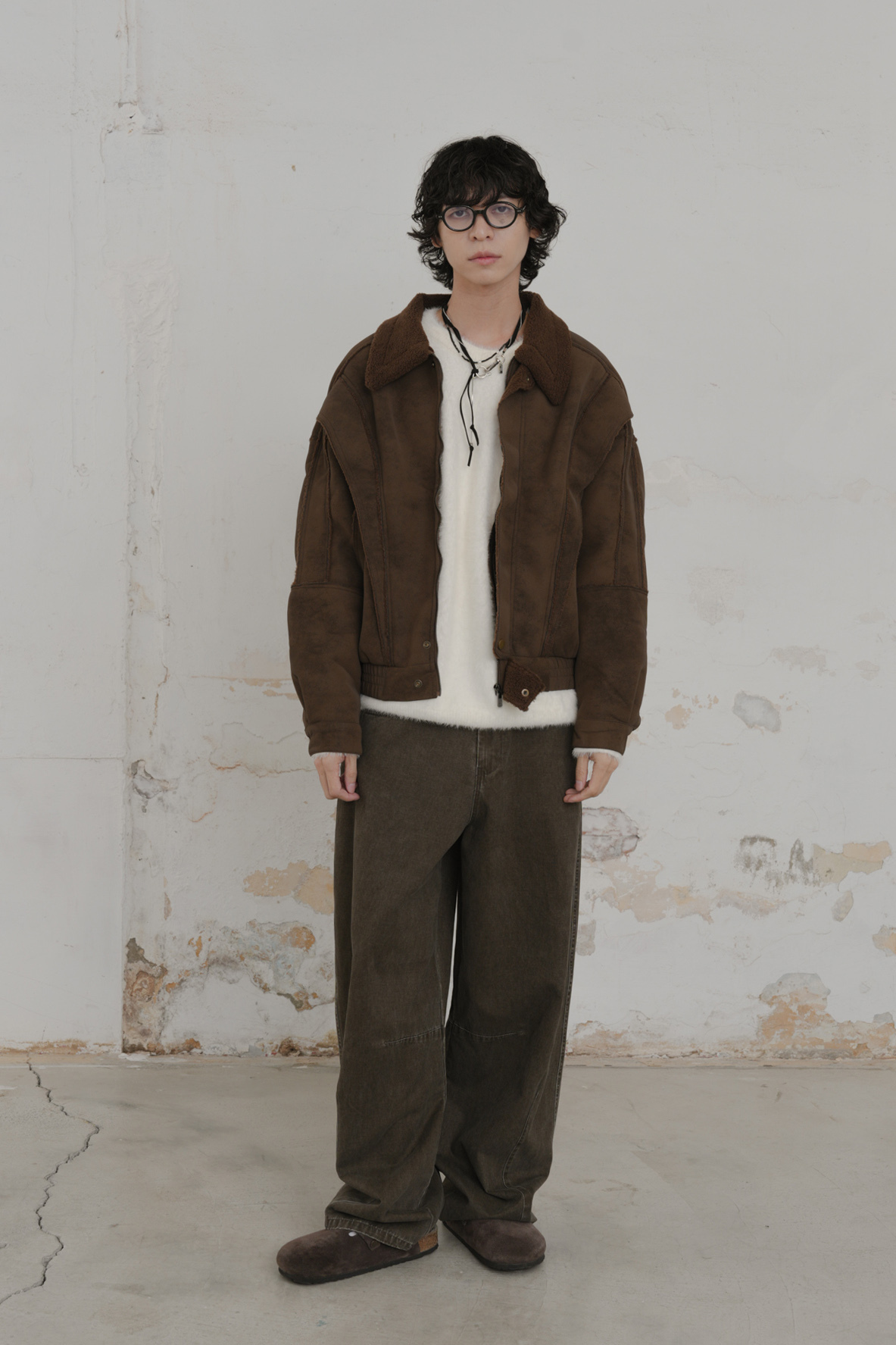 Cropped Panel Shearling Jacket #外套