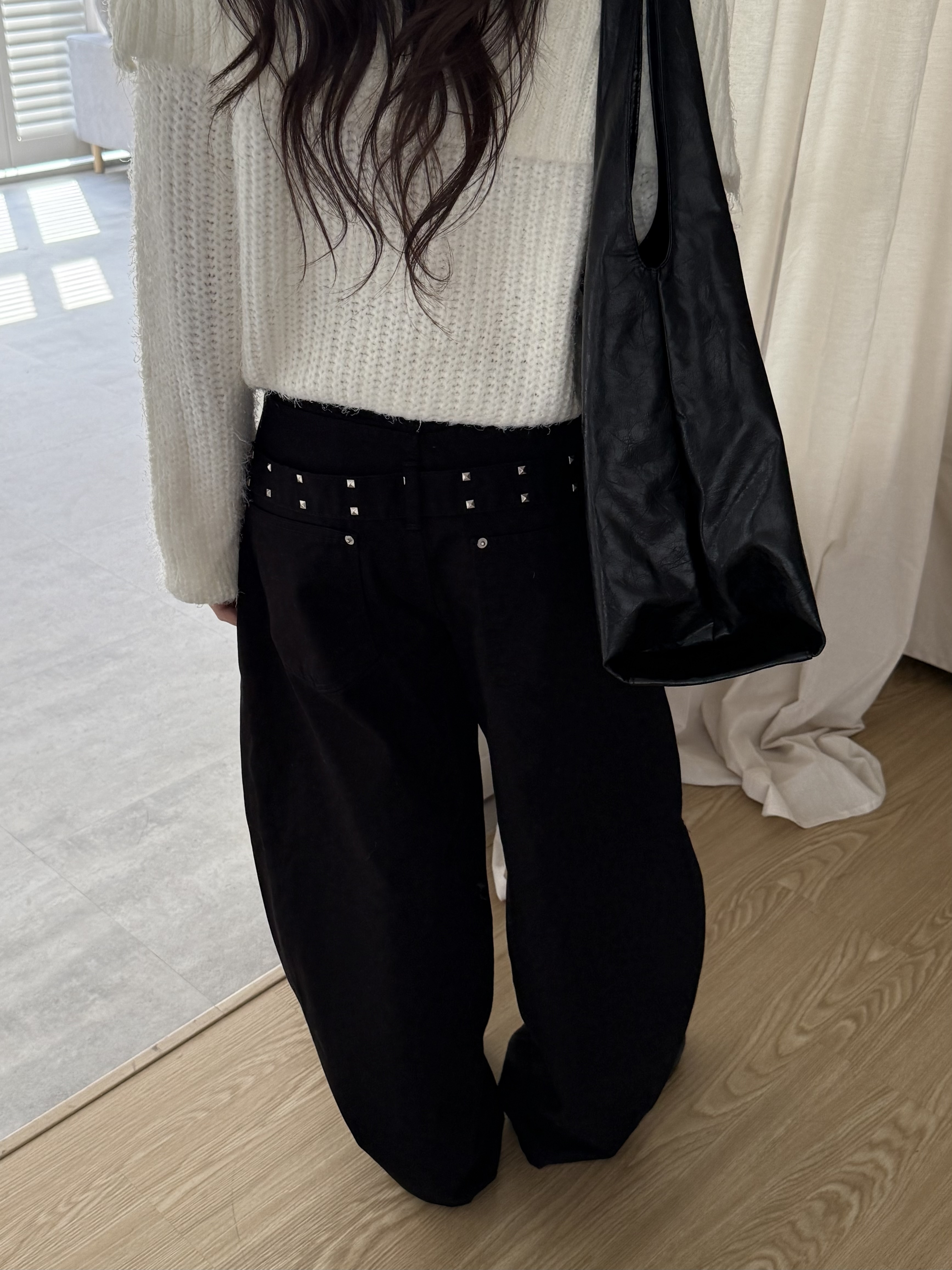 R116/隨性酷辣 金屬帶錐形褲