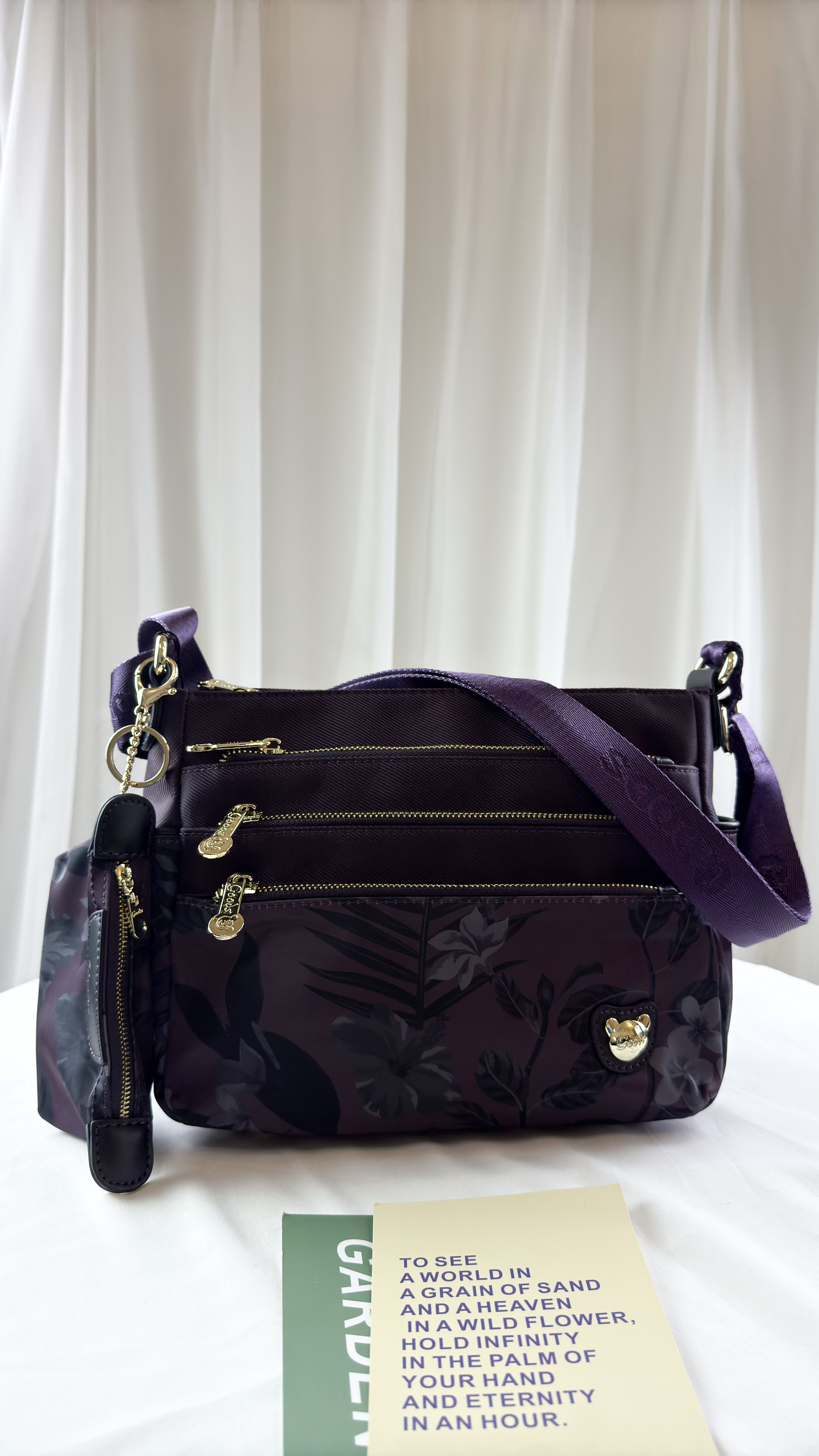 GOODS 紫花拼色防潑水側背包 附零錢包 #2502