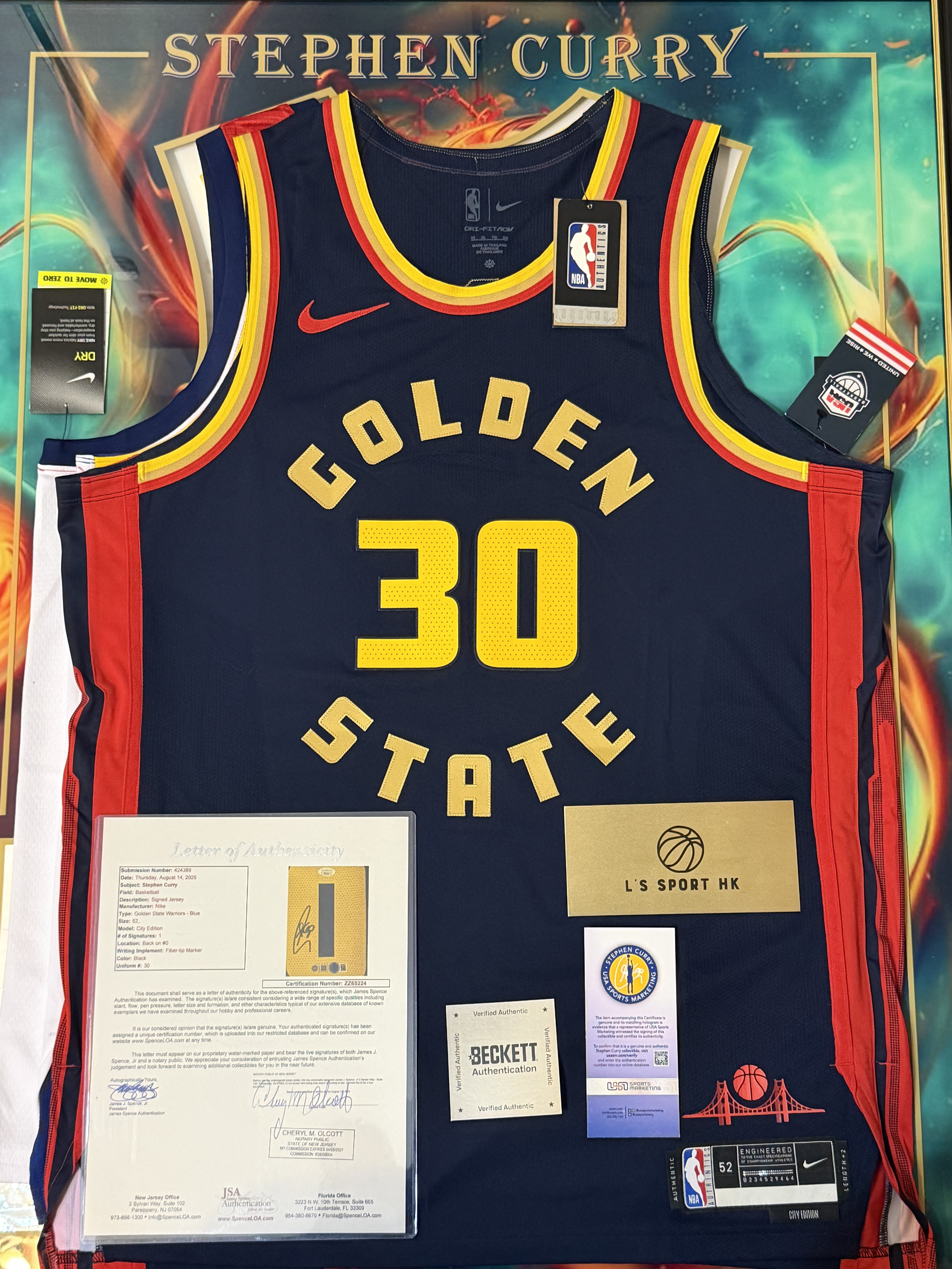 Stephen Curry Warriors Signed Nike 2024-25 City Edition Black Authentic Jersey