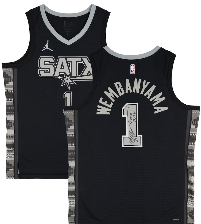 Victor Wembanyama San Antonio Spurs Autographed Black Jordan Brand Statement Edition Swingman Jersey with "2024 ROY" Inscription
