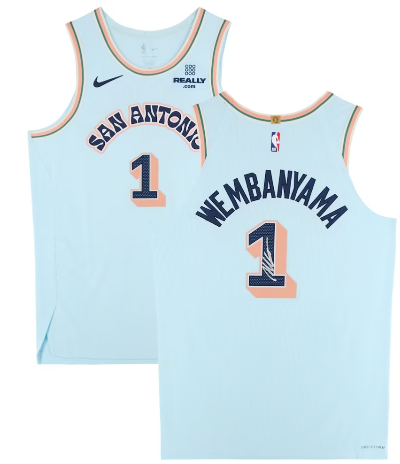 Victor Wembanyama San Antonio Spurs Autographed Light Blue Nike 2024-25 City Edition Authentic Jersey