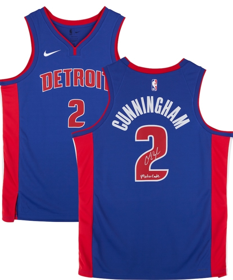 Cade Cunningham Detroit Pistons Autographed Blue Nike Icon Edition Swingman Jersey with "Motorcade" Inscription - Signed in Silver Ink