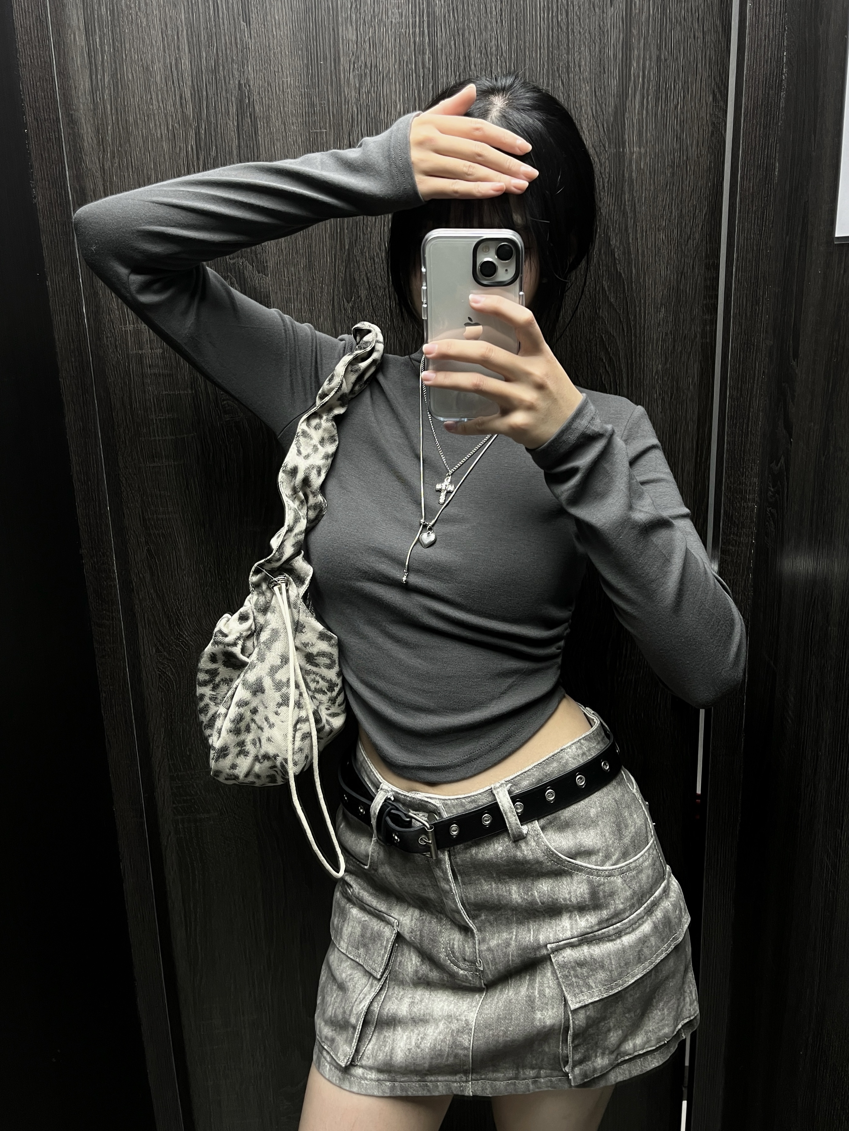 扎染雪花工裝牛仔短裙