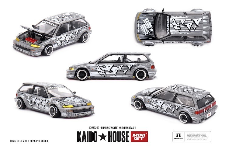 PO-$135 * MINI GT * 1:64 KHMG260 Honda Civic (EF) Kaido Manga V1