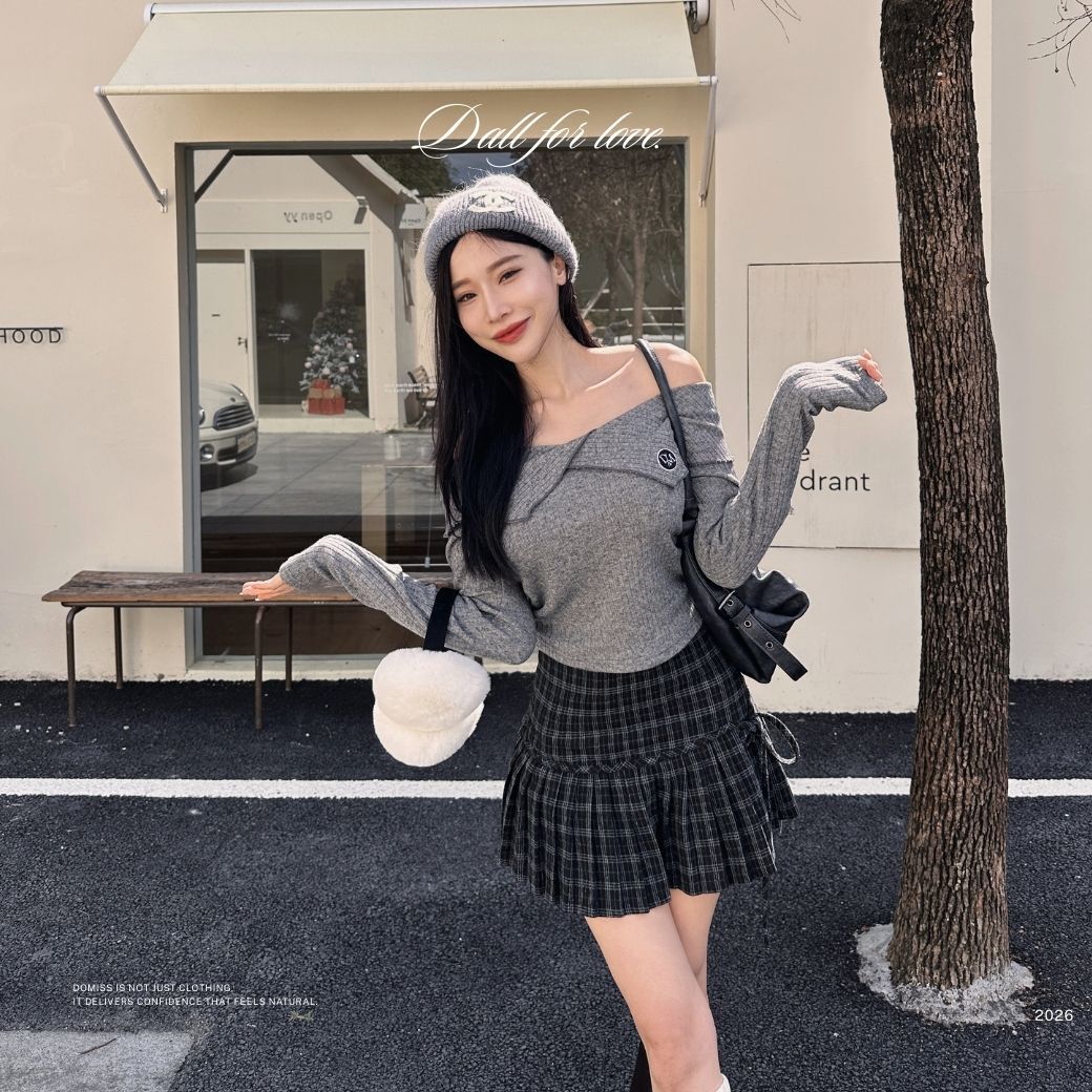 【學院野貓】DOMISS格紋綁帶A字百褶裙 顯瘦澎度 比例神裙S-L (現+預)