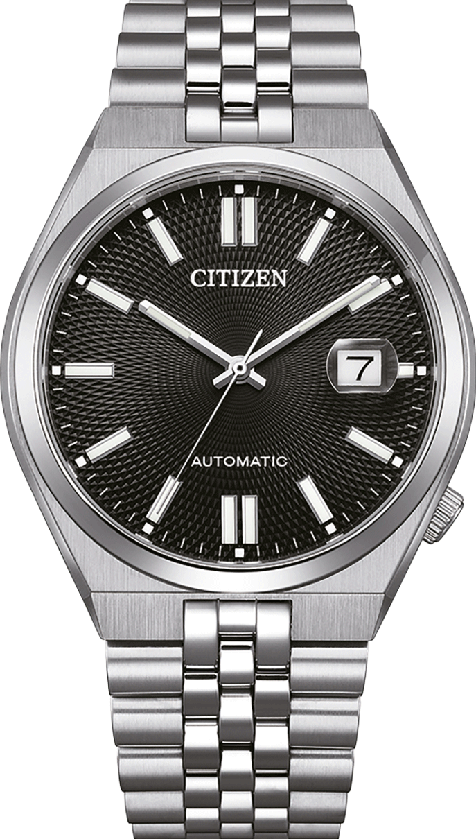 萬年鐘錶 - Citizen 星辰錶 經典不鏽鋼黑色錶盤自動機械男錶 NK0020-55E 錶徑40MM